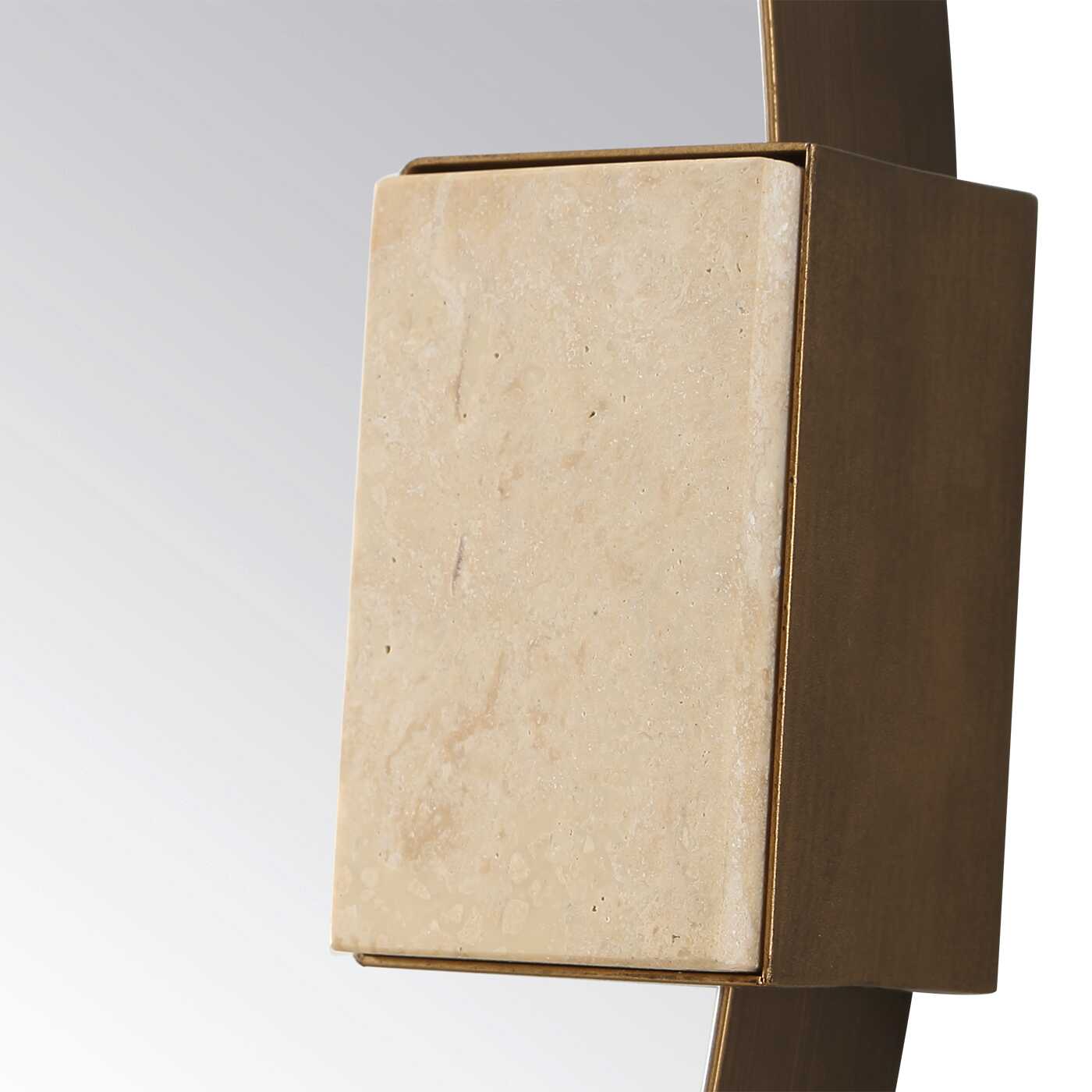 Russo Travertine Round Mirror, by Uttermost, 36.37" width x 36.37" height x 2.12" depth View 5