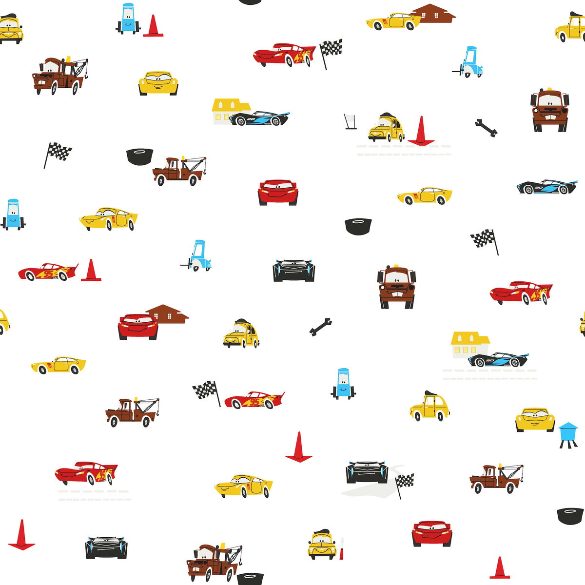 Disney & Pixar Cars Racing Spot White Wallpaper, by York Wall, 33' length x 1'8.5" width x 0.02" depth