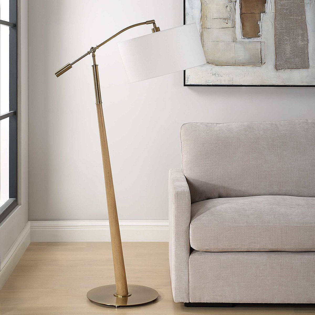 Kennett Wooden Floor Lamp, by Uttermost, 2'9.75" width x 5'2" height x 1'6" depth View 4