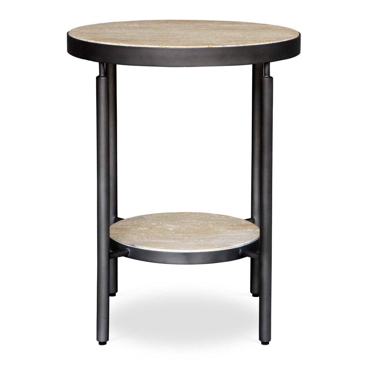Dauntless Travertine Side Table, Furniture by Uttermost, 19" width x 24" height x 19" depth View 1