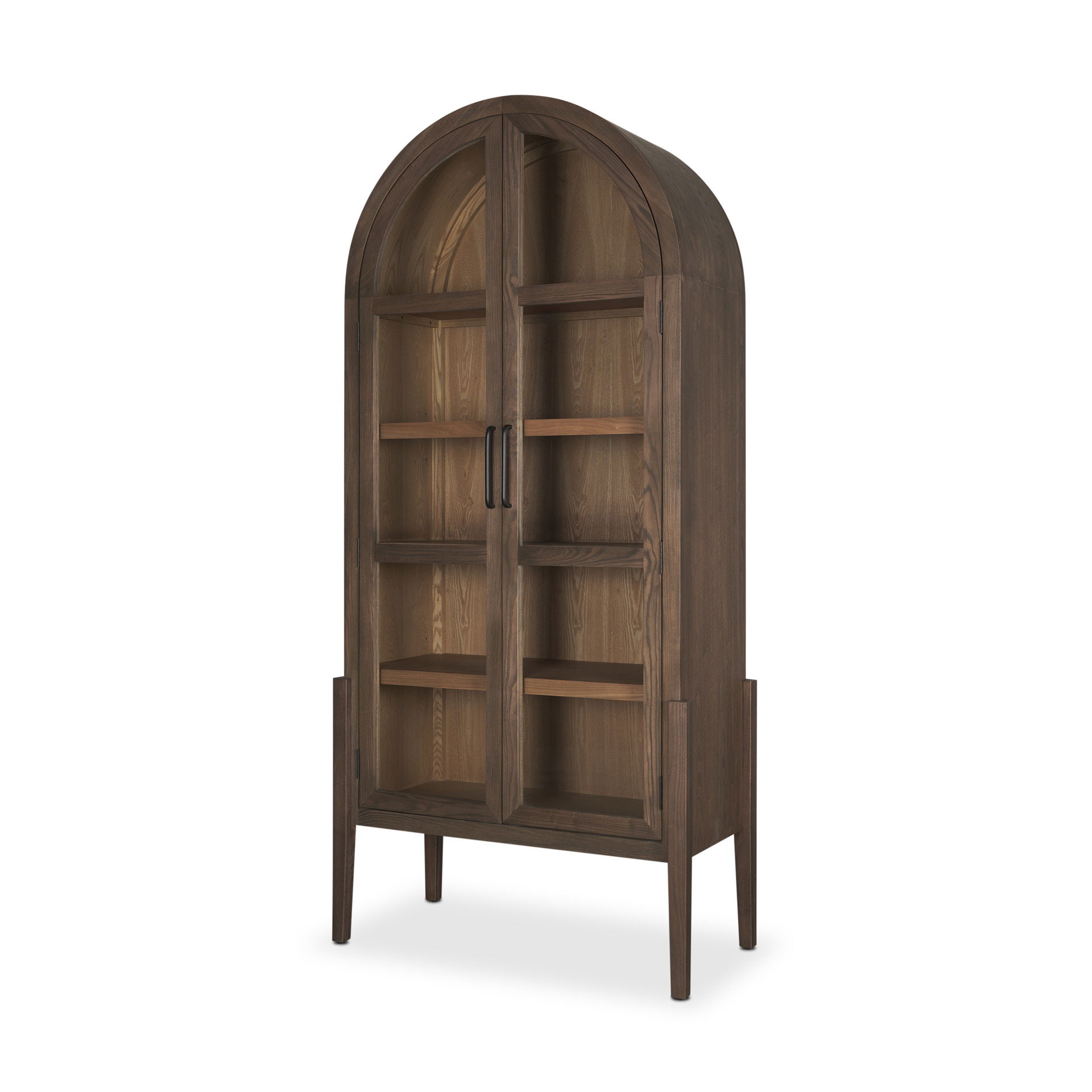 Teva Two Toned Dark with Light Wood Arched Curio Cabinet, Cabinets & Sideboard by Mercana, 39" length x 19" width x 84" height View 1