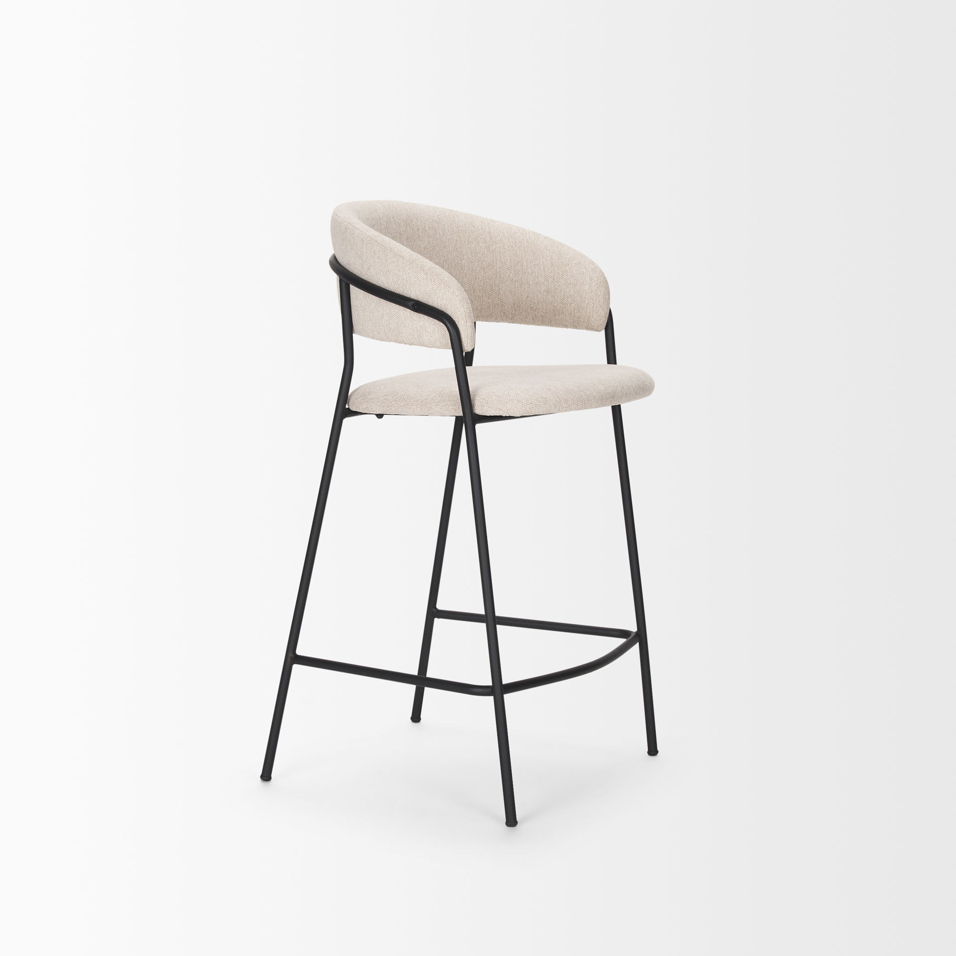 Carolyn Counter Stool with Oatmeal Fabric & Matte Black Metal large image 