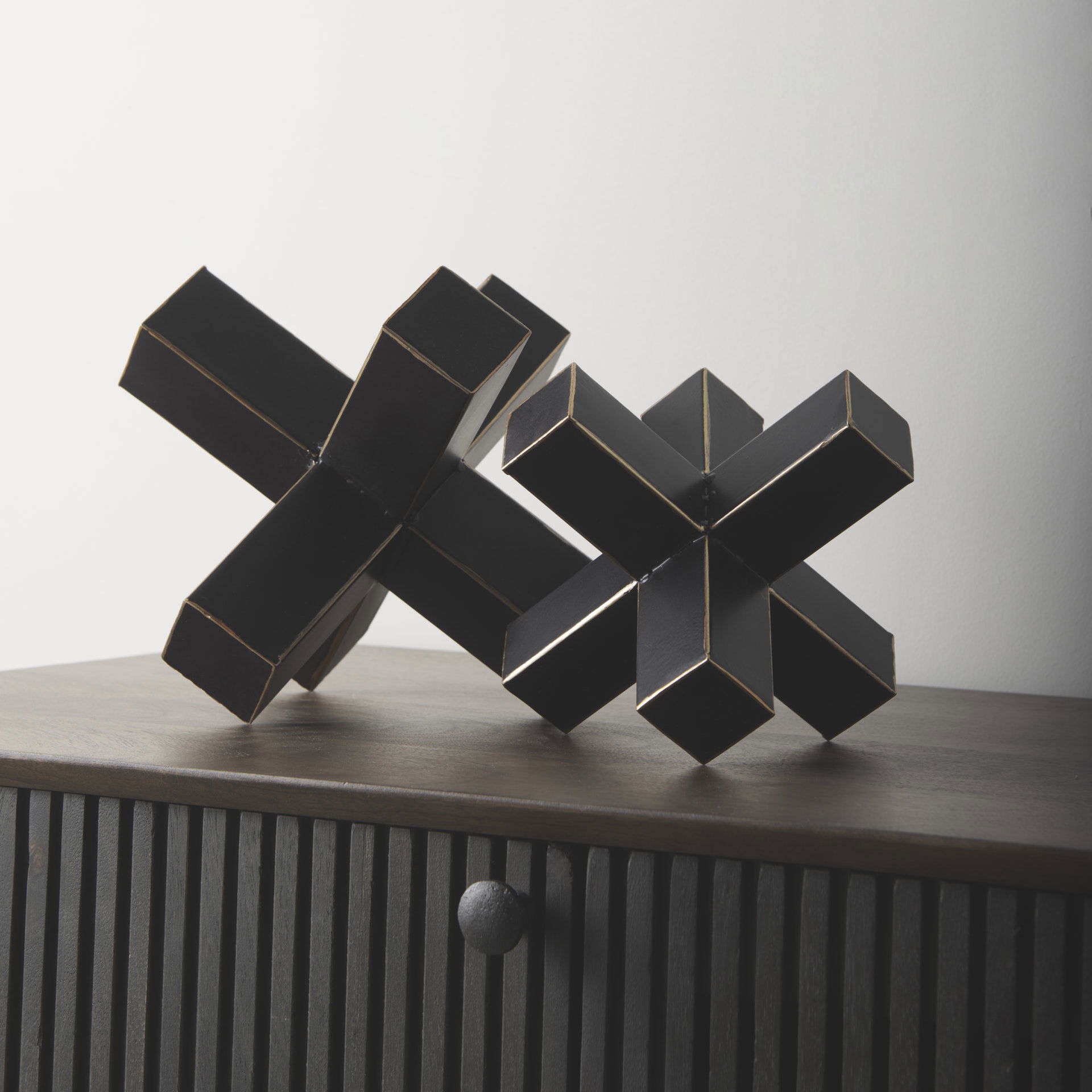 Abel (Small) 8L x 7W Black Metal Jack with Gold Accents, Decorative Object by Mercana, 7.68" length x 6.69" width x 6.3" height View 4