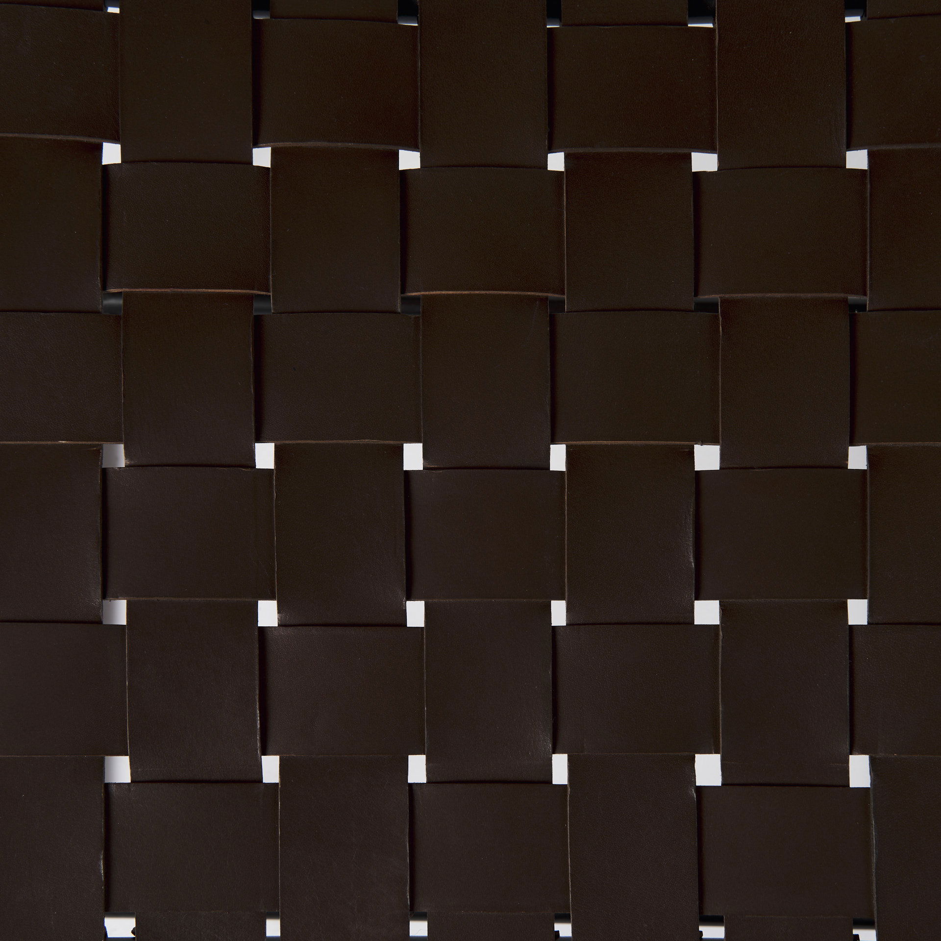 Clarissa  Brown Leather Woven Seat with Black Metal Frame Stool, Benche by Mercana, 22" length x 16" width x 16.5" height View 9