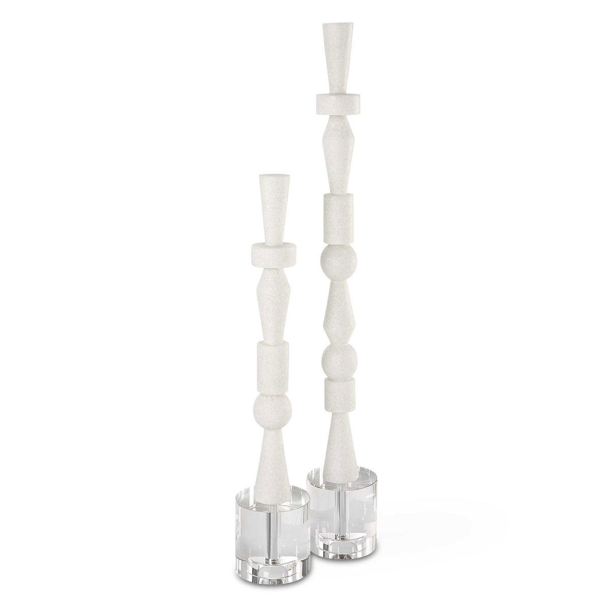 Norte White Stone Sculptures Set/2, Figurines & Statue by Uttermost, 4" width x 28.25" height x 4" depth View 1