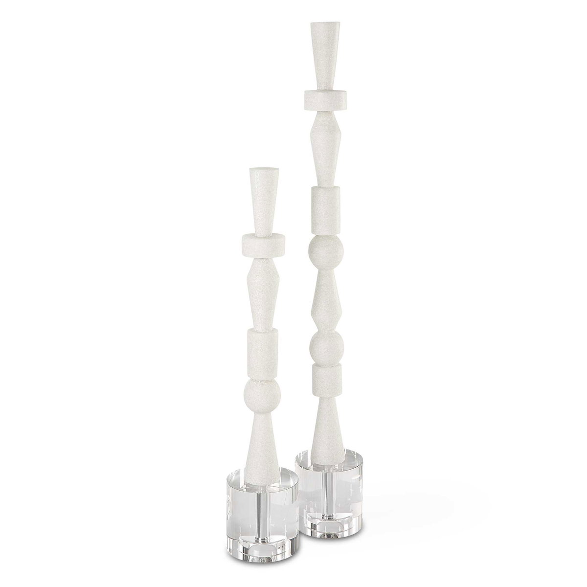Norte White Stone Sculptures Set/2, Figurines & Statue by Uttermost, 4" width x 28.25" height x 4" depth View 1