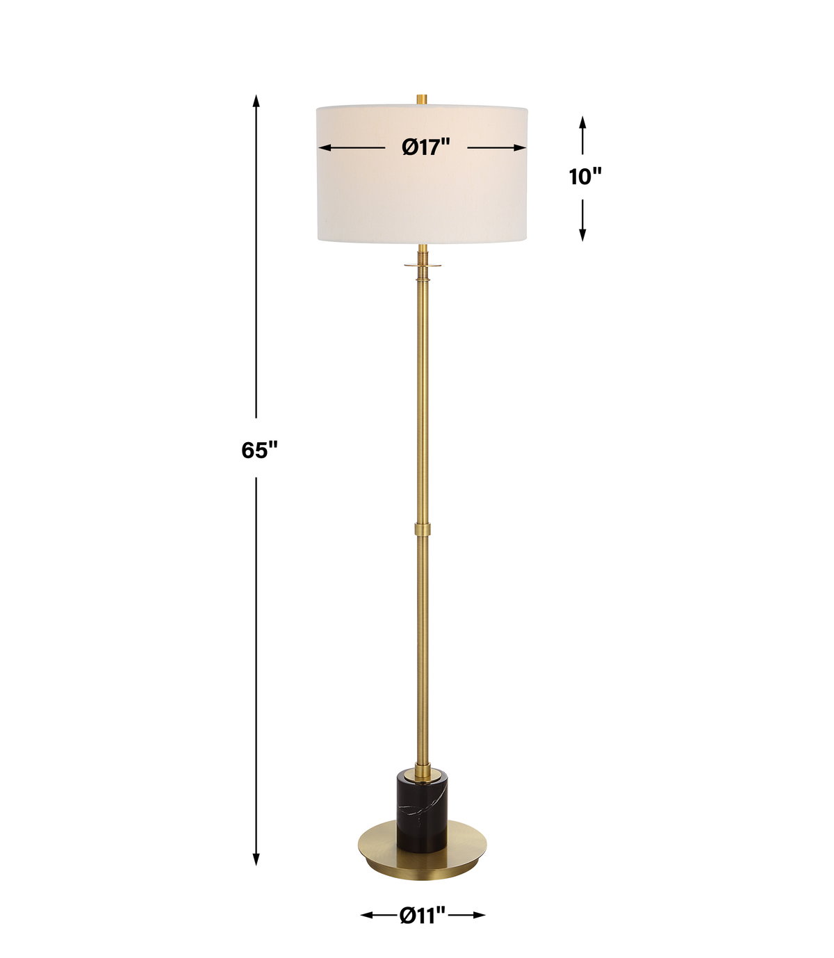 Guard Brass Floor Lamp, by Uttermost, 17" width x 65" height x 17" depth View 3
