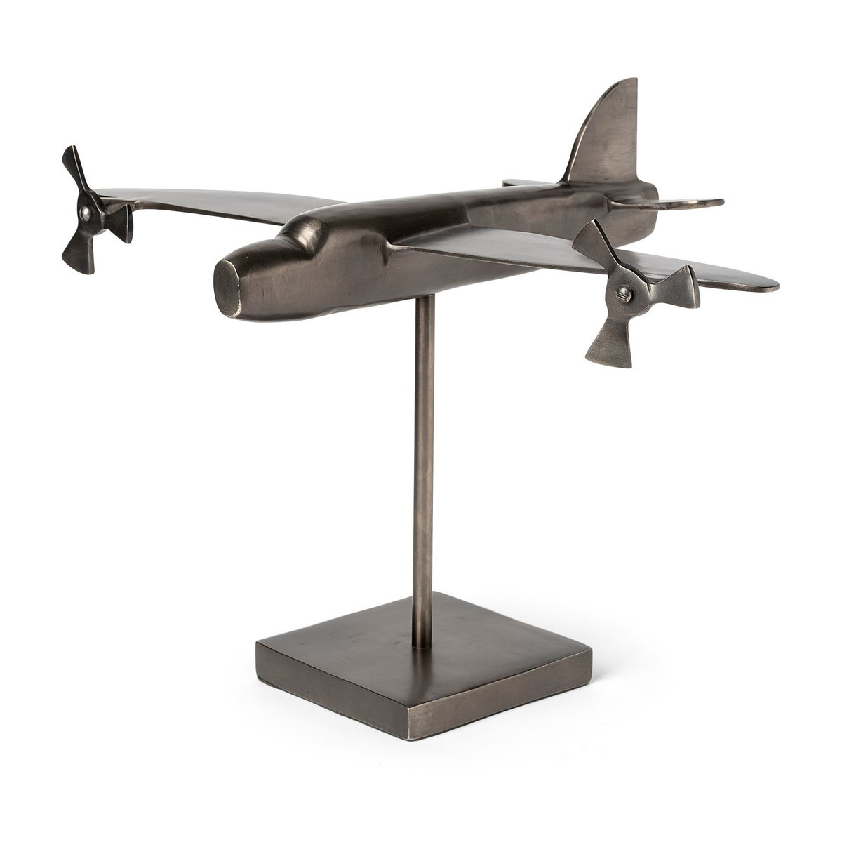 Maverick I 12L x 16W Gray Metal Bomber Plane, Decorative Object by Mercana, 11.81" length x 16.14" width x 11.02" height View 1
