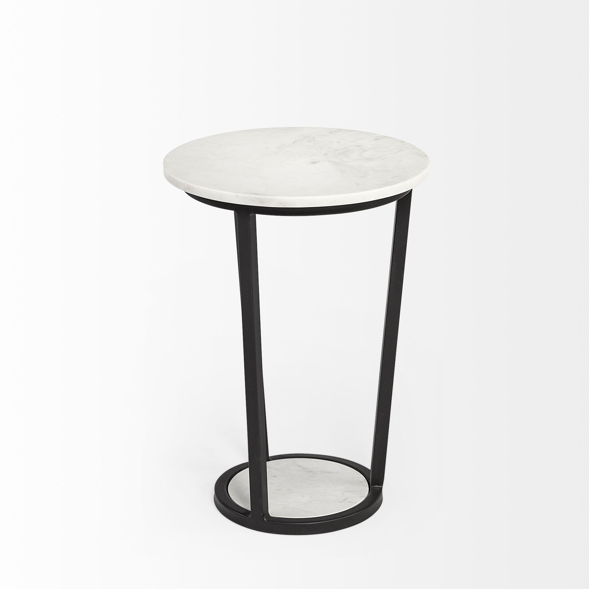 Bombola I (Small) 15L x 15W White Round Marble Top with Black Metal Frame Accent Table large image 
