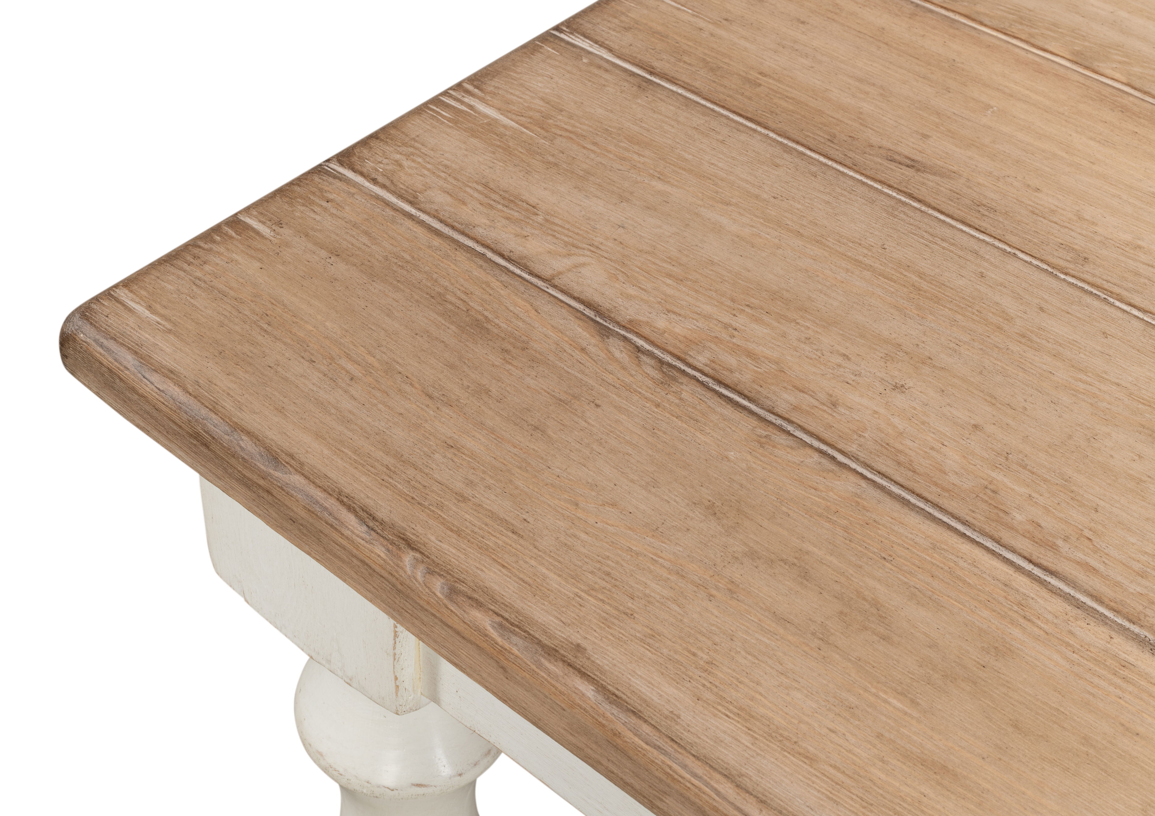 Brie Dining Table, Ant.White/Natural Top, by Sarreid, 84" length x 37" width x 31" height View 8