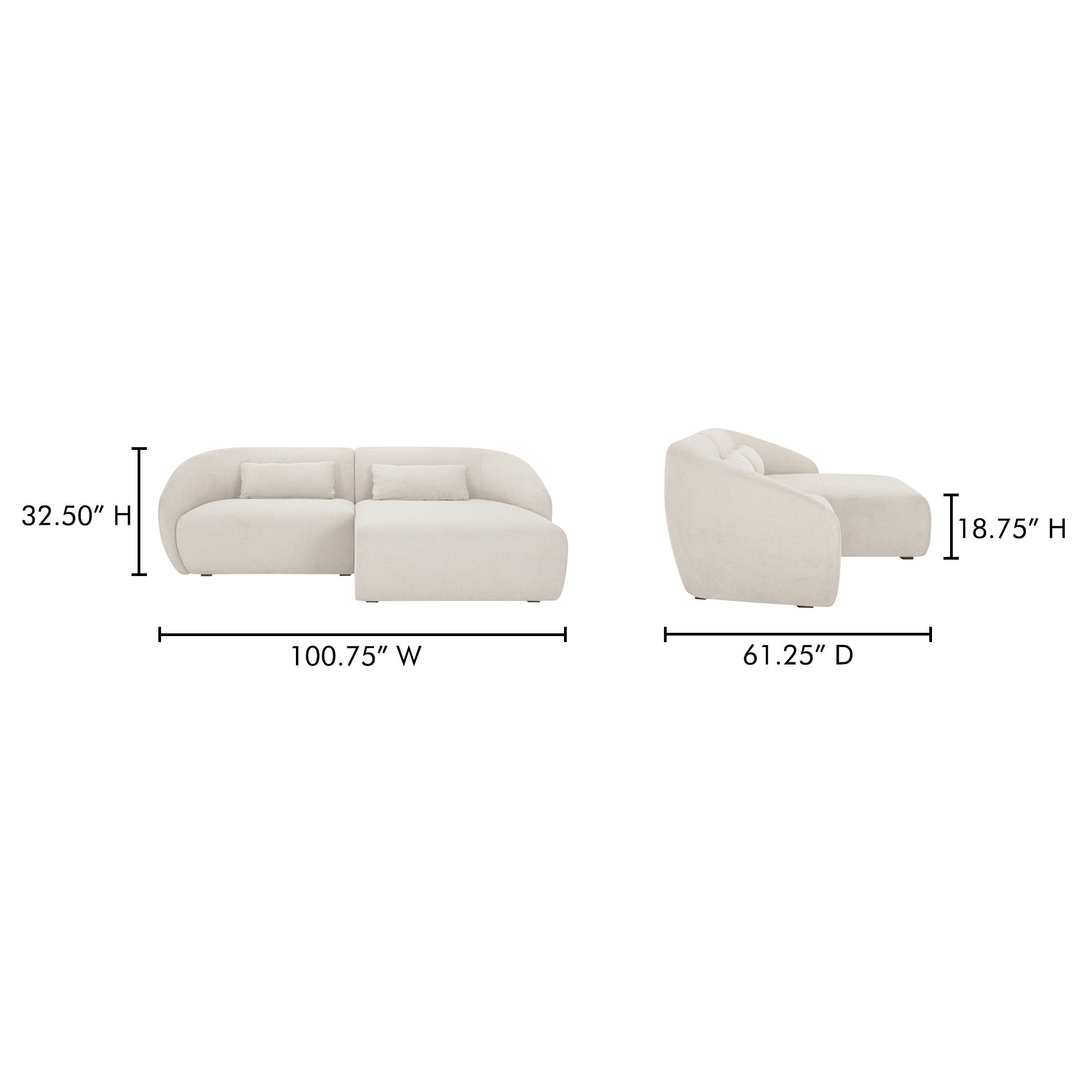 Amelia Nook Modular Right Sectional Warm White large image 