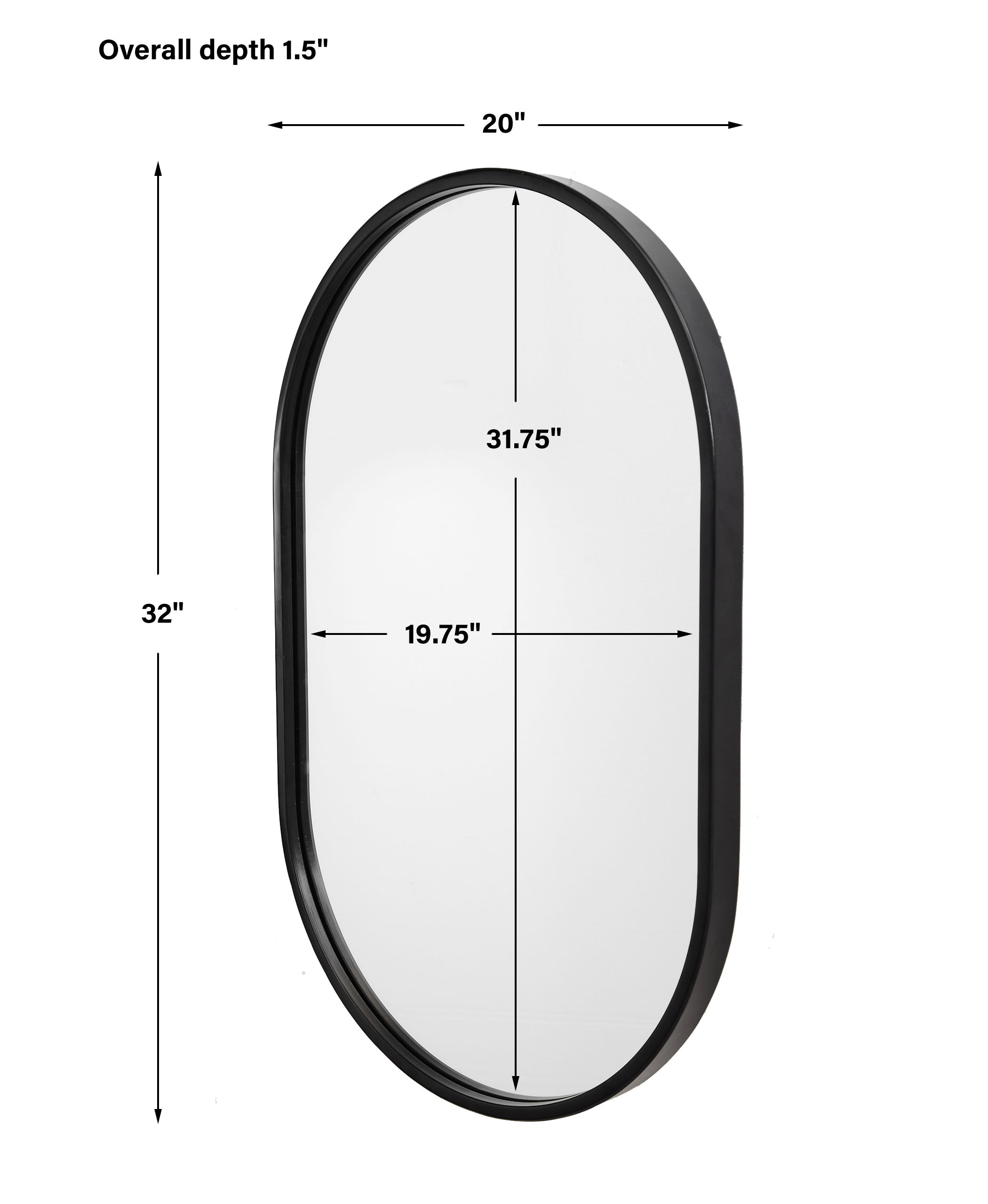 Varina Minimalist Black Oval Mirror large image 