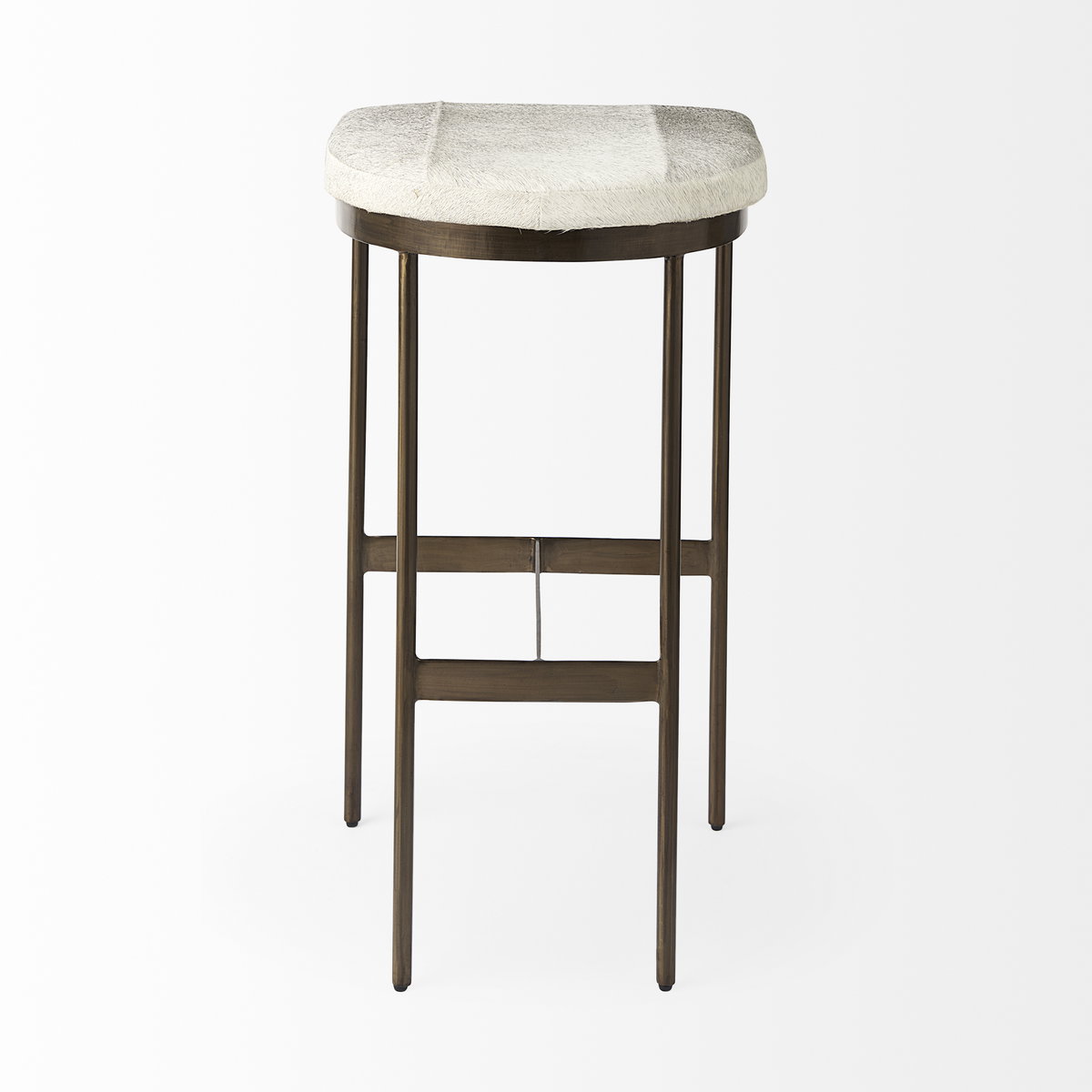 Millie Backless 30in Seat Bar Stool | Gray Hair-On-Hide with Gold Metal, Counter & Bar Stool by Mercana, 16.75" length x 17.75" width x 30" height View 8