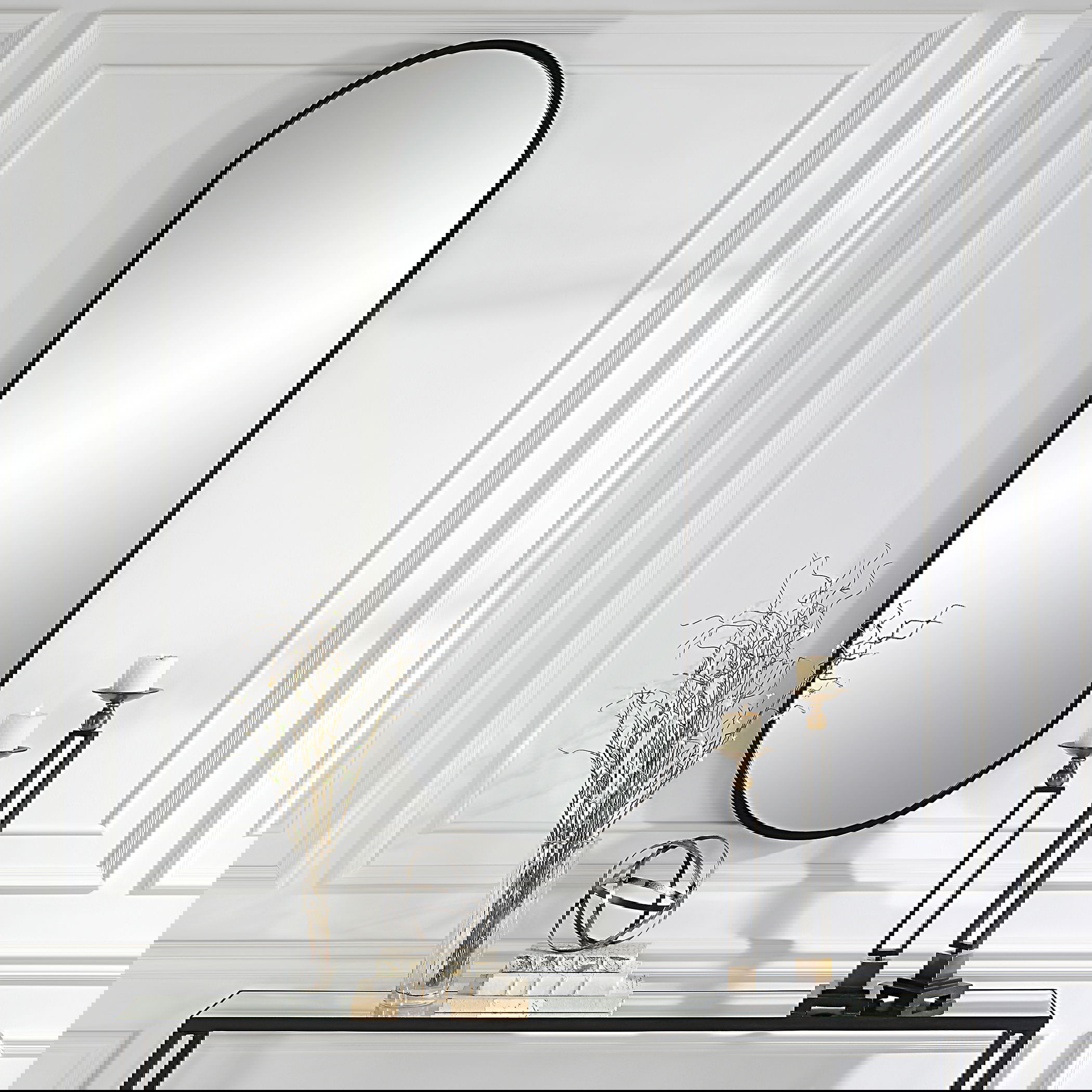 Varina Tall Black Mirror, by Uttermost, 22" width x 60" height x 1.5" depth View 2