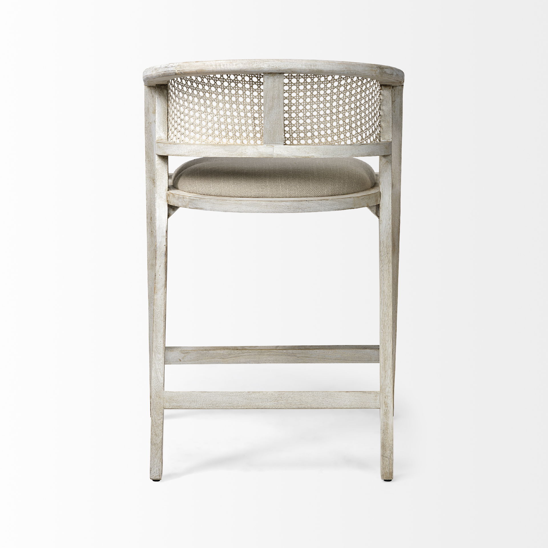 Tabitha 26.75' Seat Height Beige Fabric/Rattan Seat Blonde Wood Frame Counter Stool, Counter & Bar Stool by Mercana, 23.25" length x 22" width x 36.75" height View 8