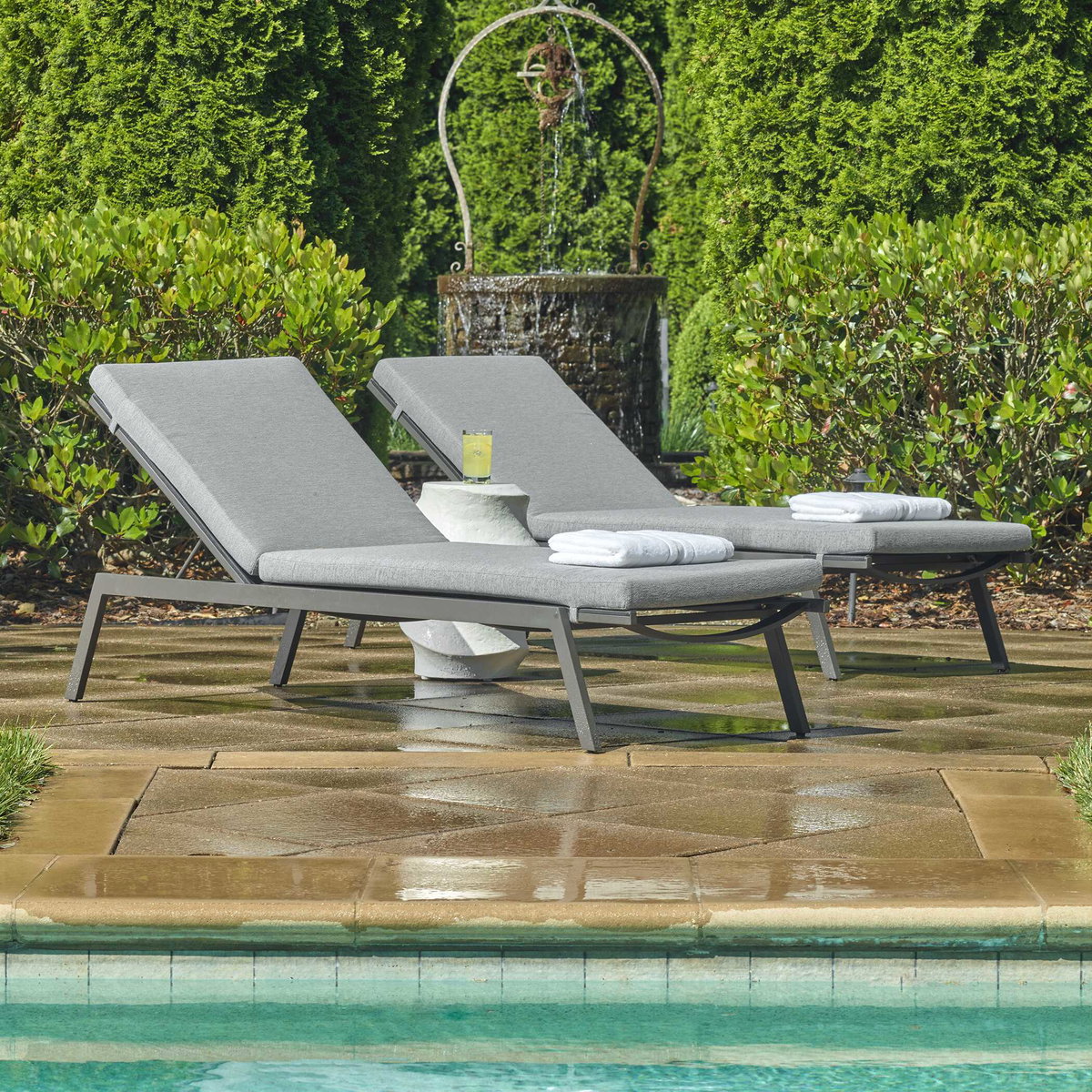 Bea Outdoor Pool Chaise, Outdoor Chaise Lounge by Uttermost, 6'6.75" width x 1'0.5" height x 2'3.5" depth View 2
