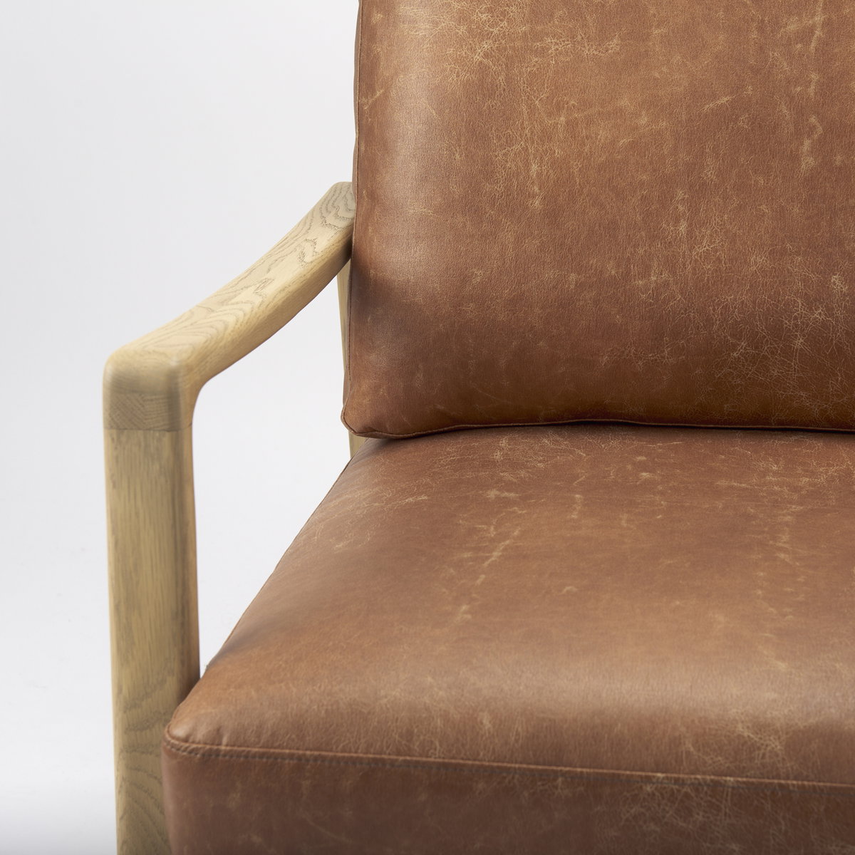 Raeleigh Tan Faux Leather Accent Chair, by Mercana, 27.95" length x 34.06" width x 34.45" height View 10