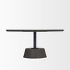 Maxwell 34L x 34W x 16H Dark Brown Wood with Black Metal Pedestal Base Round Coffee Table thumbnail 5