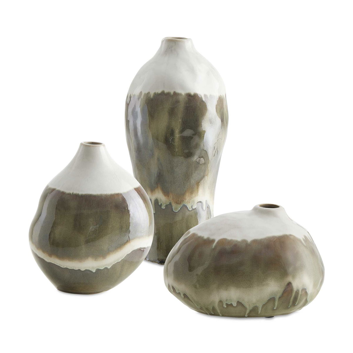 Earthflow Glazed Outdoor Vases Set/3, by Uttermost, 6.29" width x 14.25" height x 6.29" depth View 1