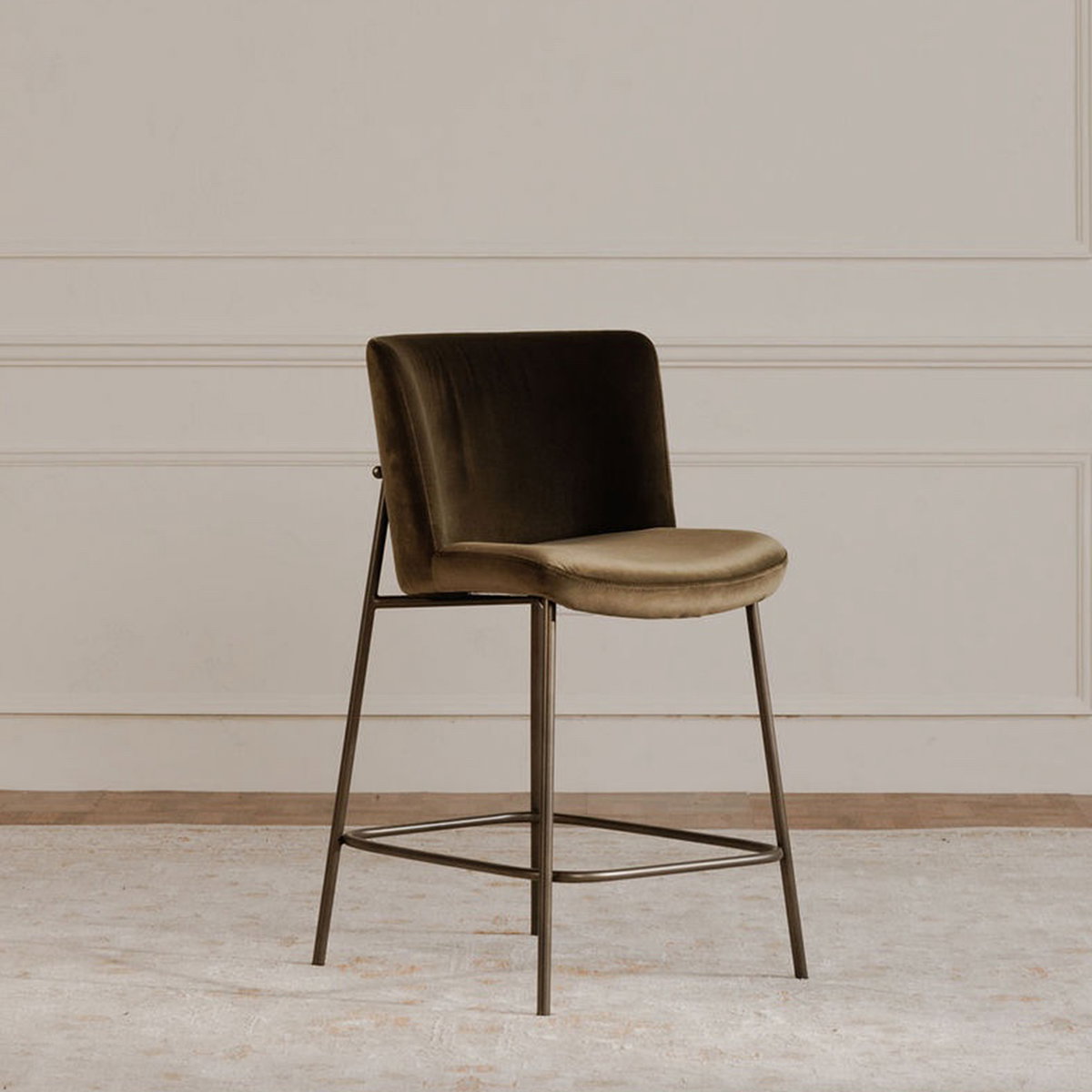 Early Counter Stool Faux Green Mohair, Counter & Bar Stool by Moe's Home, 21.7" width x 37.4" height x 23.4" depth View 6