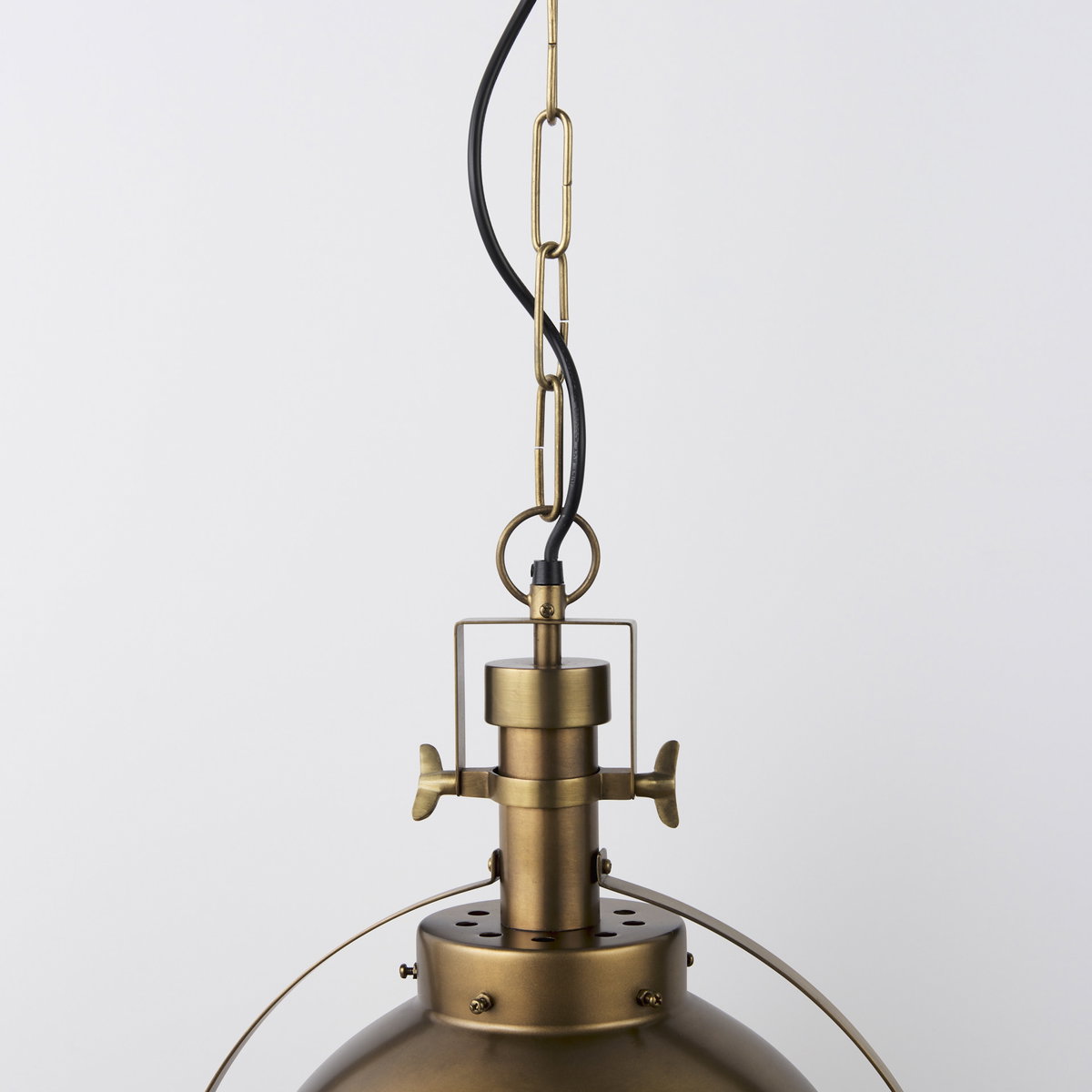 Leighton I 15x20 Gold Toned Metal Spherical Pendant Light, by Mercana, 15" length x 15" width x 20" height View 6