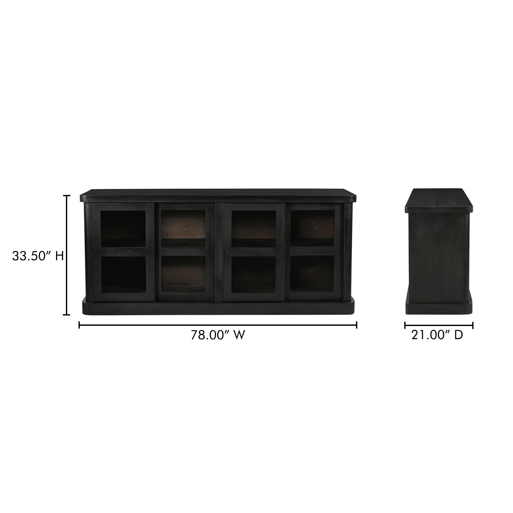 Mona Sideboard Black, Cabinets & Sideboard by Moe's Home, 78" width x 33.5" height x 21" depth View 11