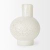 Heket Short White Glass Vase, by Mercana, 6.89" length x 6.89" width x 8.86" height thumbnail 6