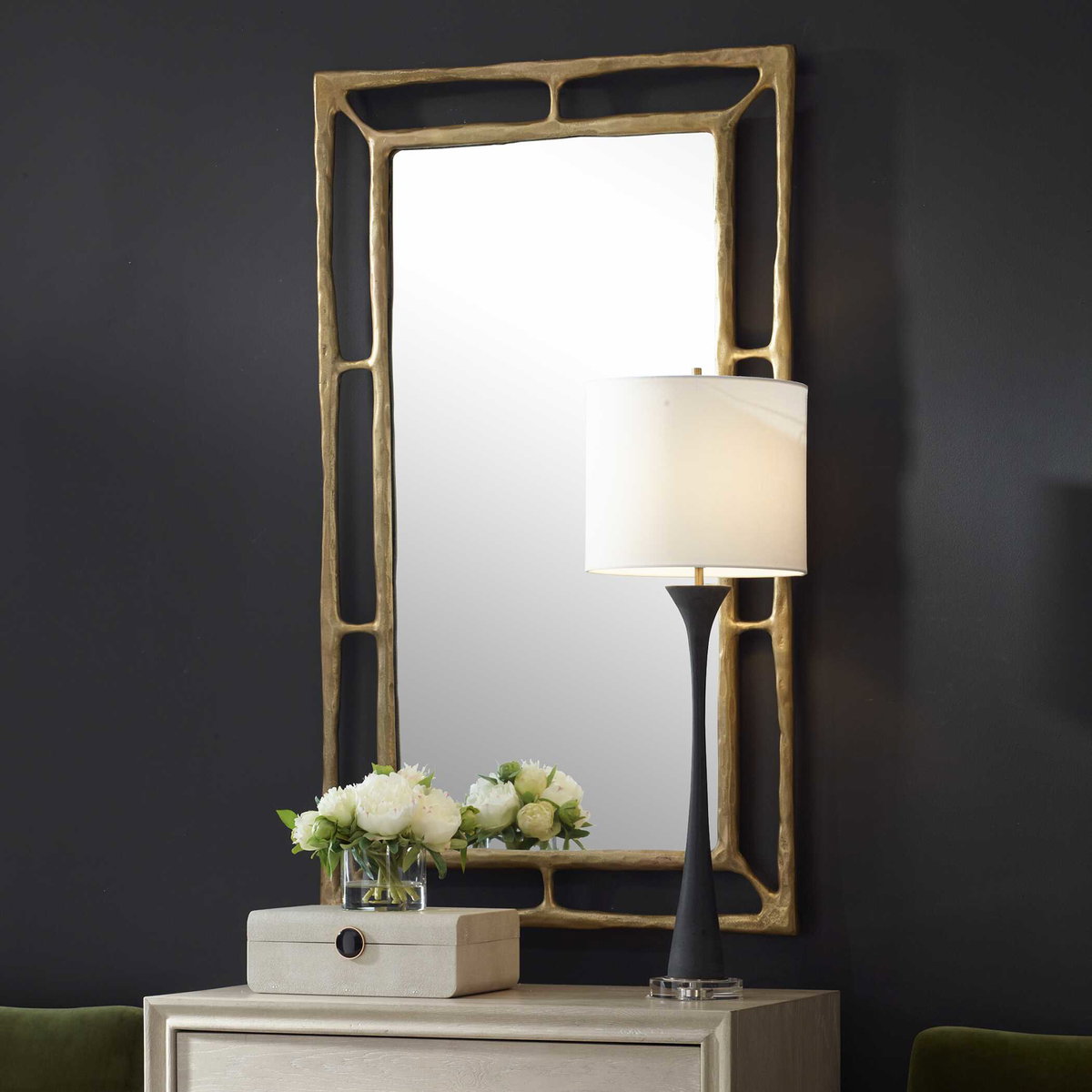 Felix Brass Rectangle Mirror, by Uttermost, 30" width x 50" height x 1.5" depth View 4