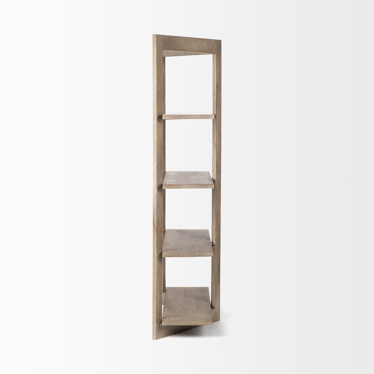 Turnbull I 42L x 16W x 72H Light Brown Wood Four Shelf Shelving Unit, Shelving & Bookcase by Mercana, 42" length x 16" width x 72" height View 4
