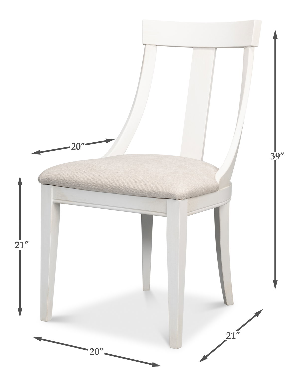 Deco Side Chair Cortina White Taupe, by Sarreid, 1'9" length x 1'8" width x 3'3" height View 13