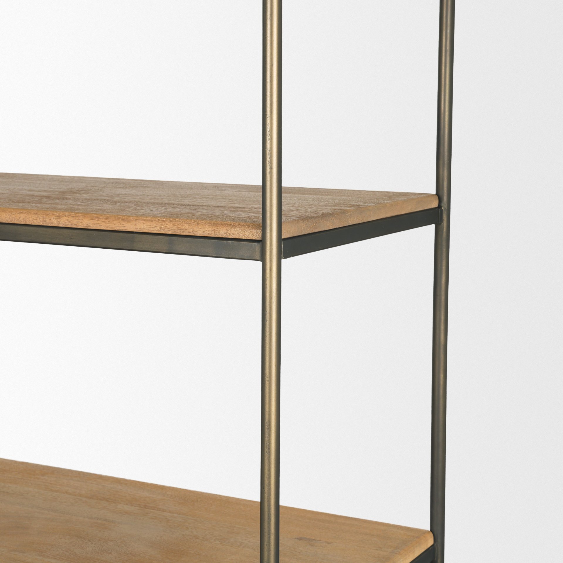 Baron Light Brown Wood with Gunmetal 2-Door Open Shelving Unit large image 