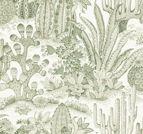 Lotus Land Cacti Palm Wallpaper