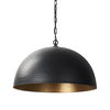 Karina 24' Round Matte Black Hammered Metal Dome Pendant Light, by Mercana, 24" length x 24" width x 17" height thumbnail 1