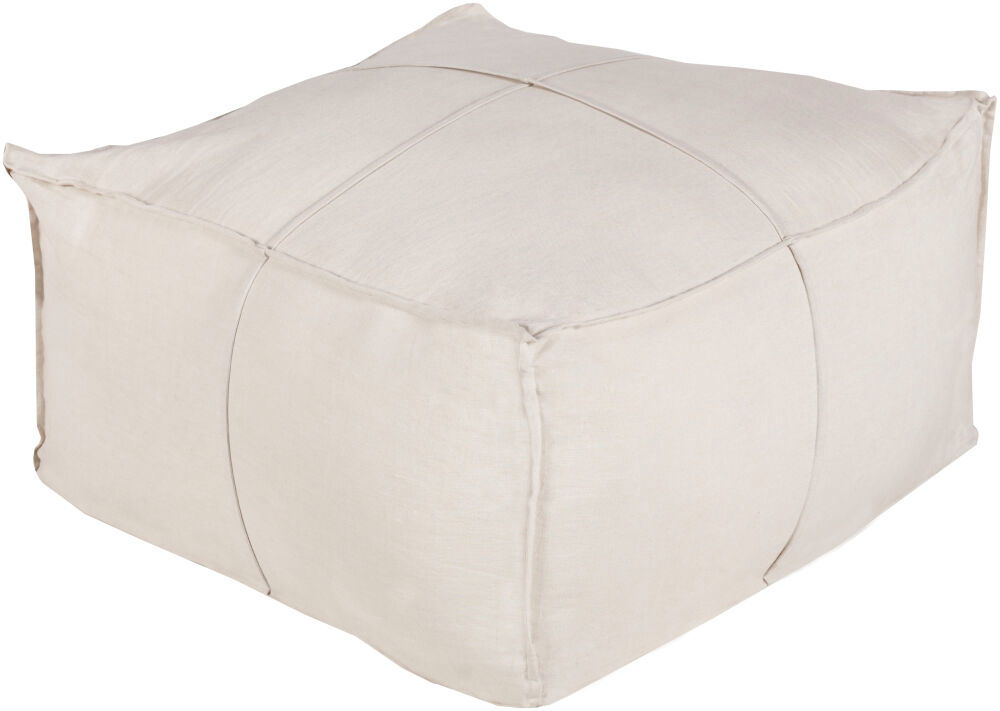 Solid Linen Pouf, Ottoman by Surya, 24" width x 13" height