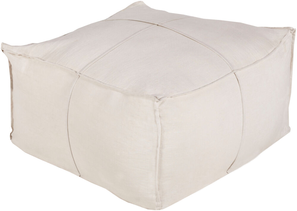 Solid Linen Pouf, Ottoman by Surya, 24" width x 13" height