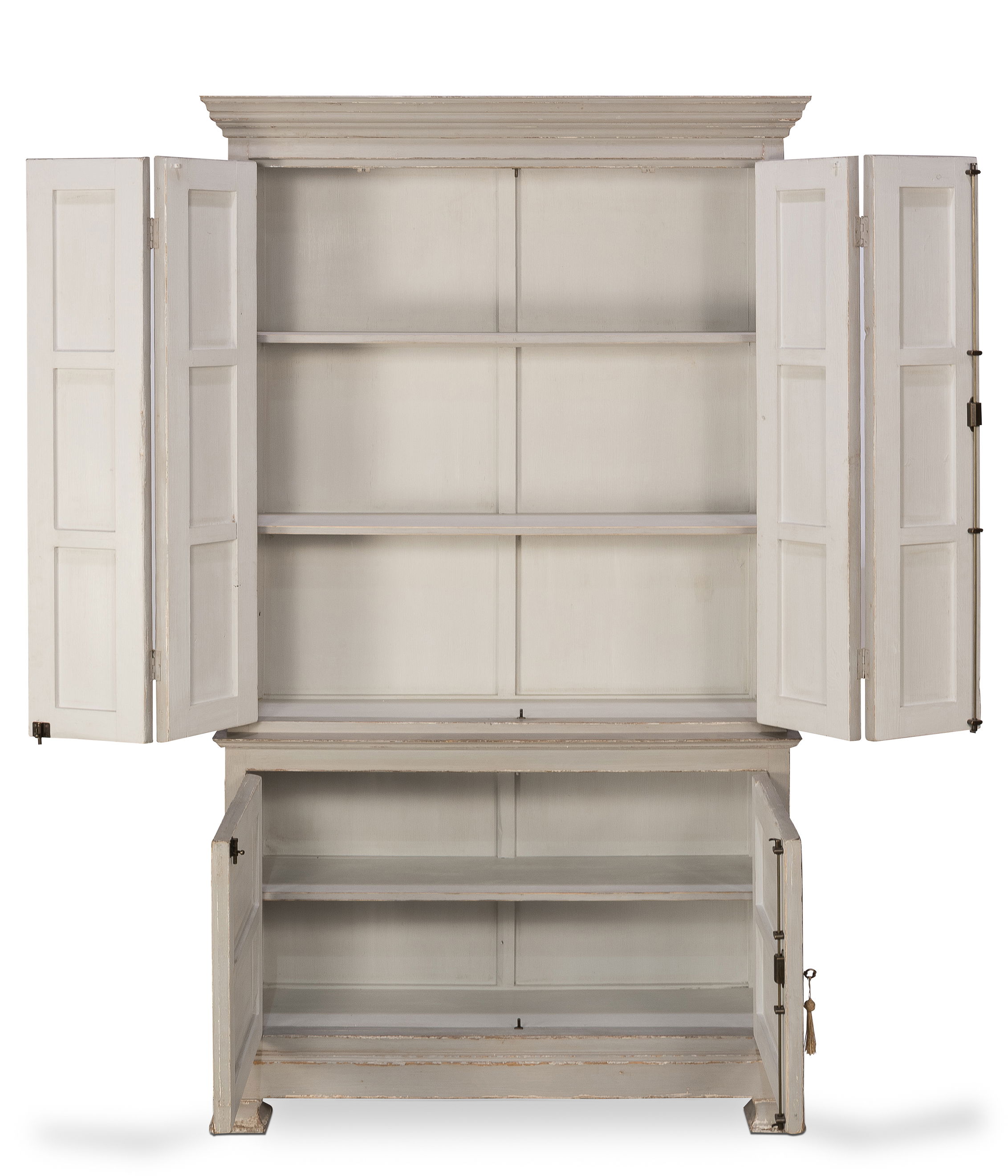 *Painted Directoire Style Cupboard, Shelving & Bookcase by Sarreid, 54" length x 17" width x 89" height View 12