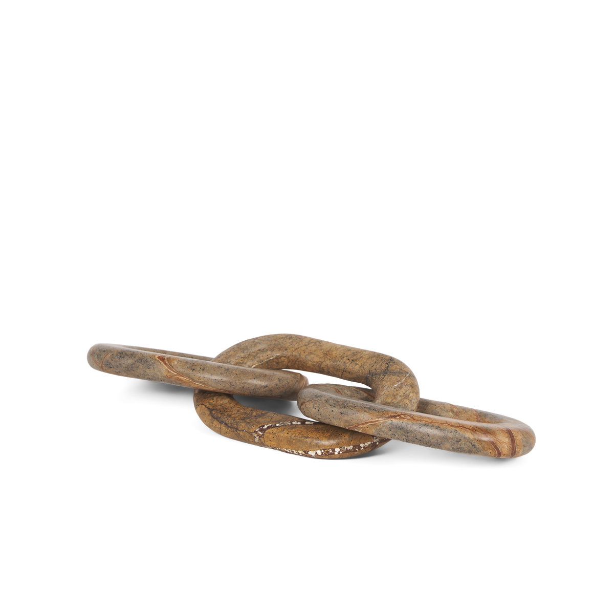 Reinir Red-Brown Marble Chain Link Decorative Object, by Mercana, 14" length x 4" width x 0.94" height View 1