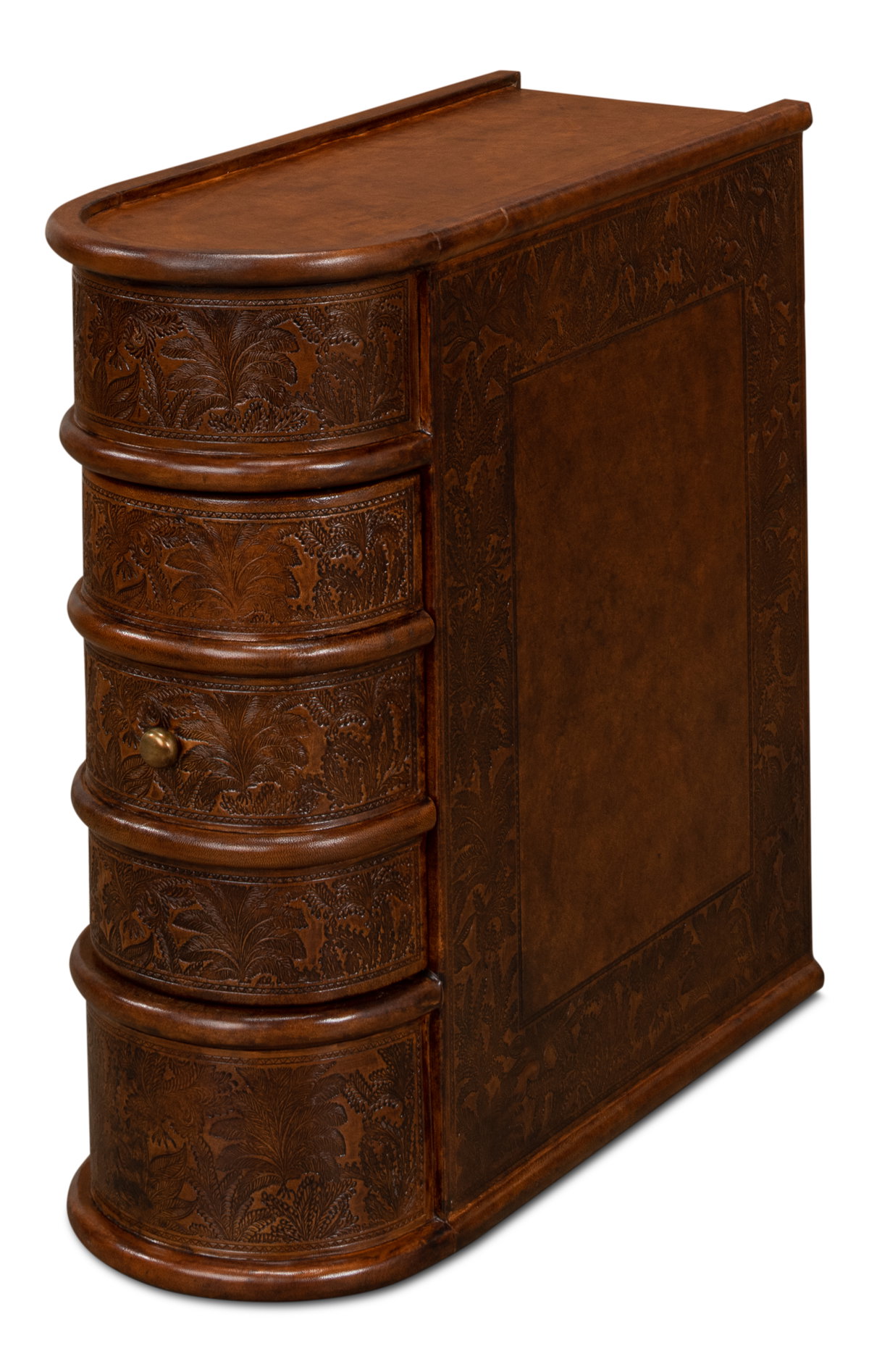 Barnes Leather Book Side Table, by Sarreid, 2' length x 10" width x 2' height View 3