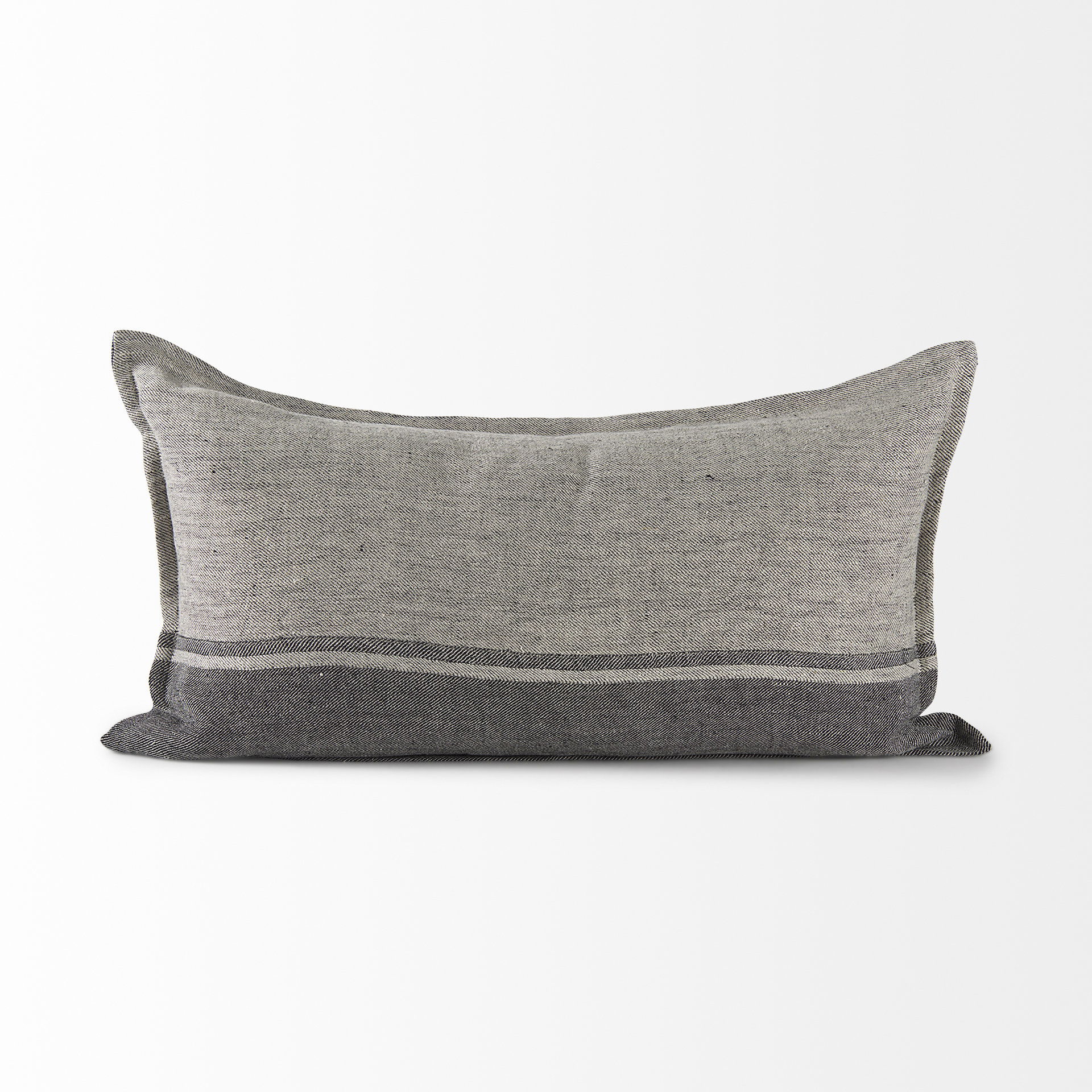 Zadie 14L x 26W Light Gray and Dark Gray Fabric Color Blocked Decorative Pillow Cover, by Mercana, 14" length x 26" width x 0.2" height View 6