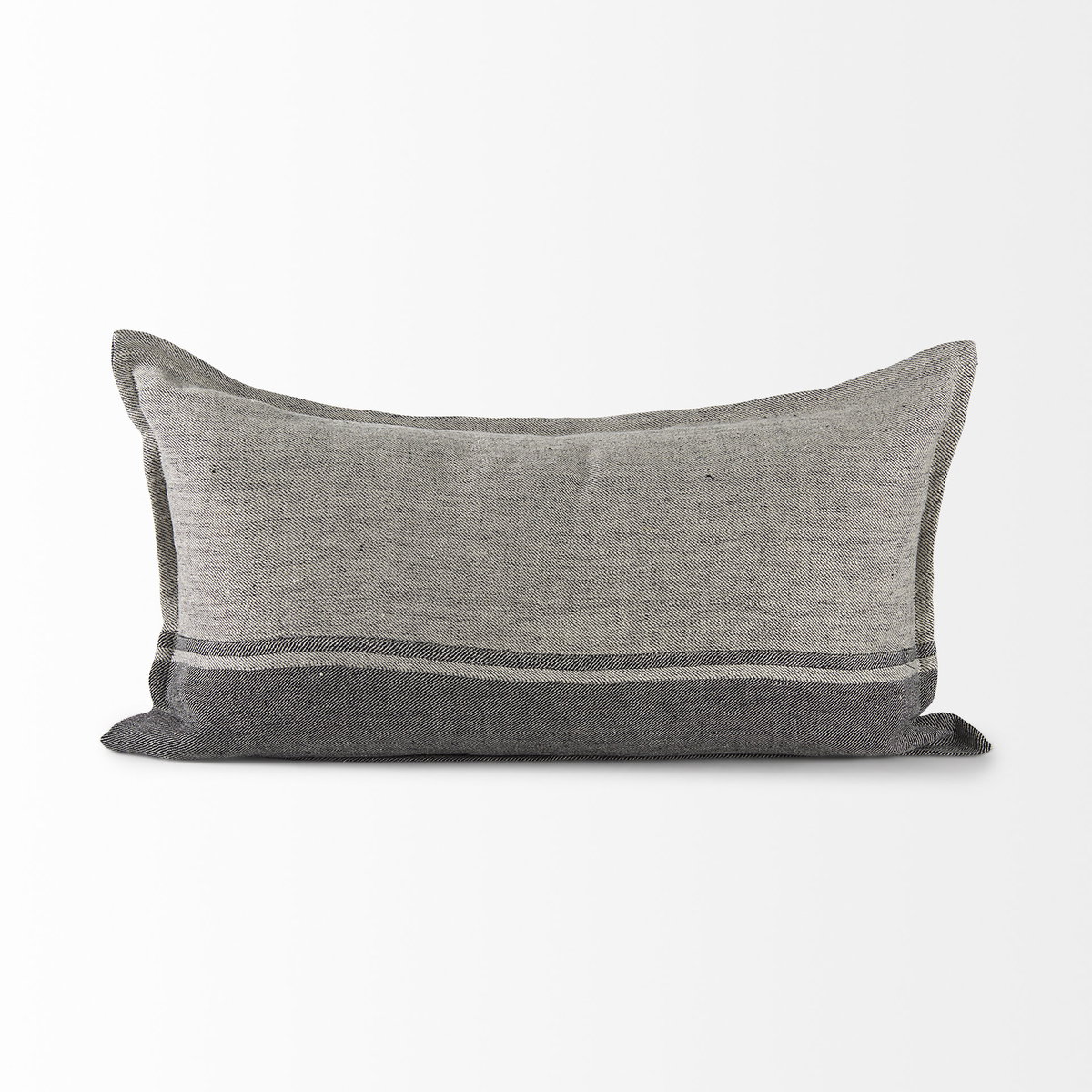 Zadie 14x26 Light Gray and Dark Gray Fabric Color Blocked Decorative Pillow Cover, by Mercana, 14" length x 26" width x 0.2" height View 6