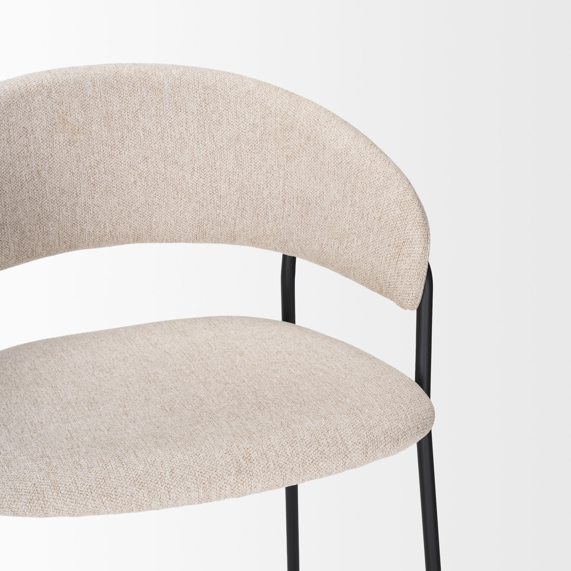 Carolyn Bar Stool with Oatmeal Fabric & Matte Black Metal large image 