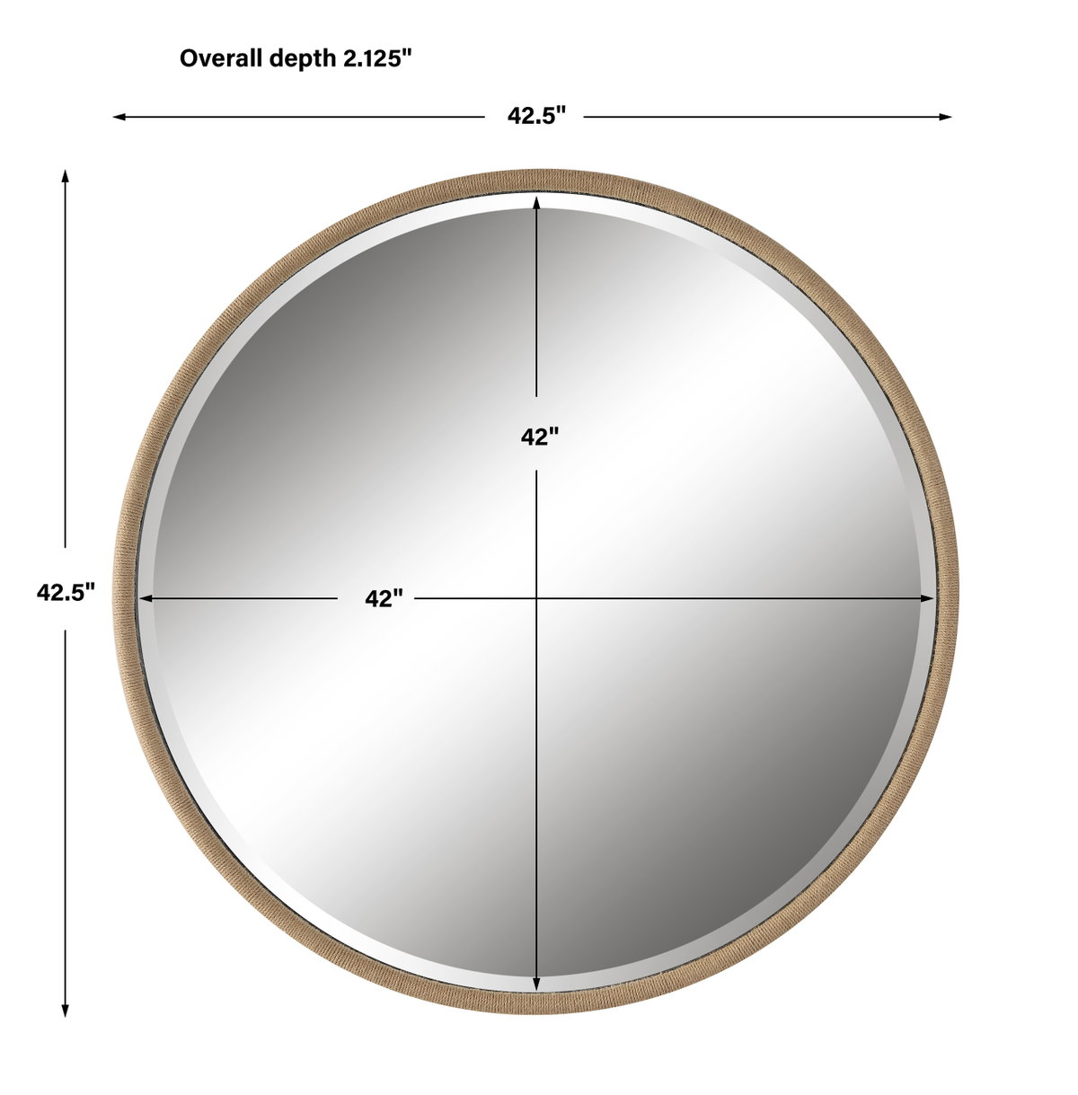 Ranchero Natural Rope Round Mirror, by Uttermost, 42.5" width x 42.5" height x 2.12" depth View 3