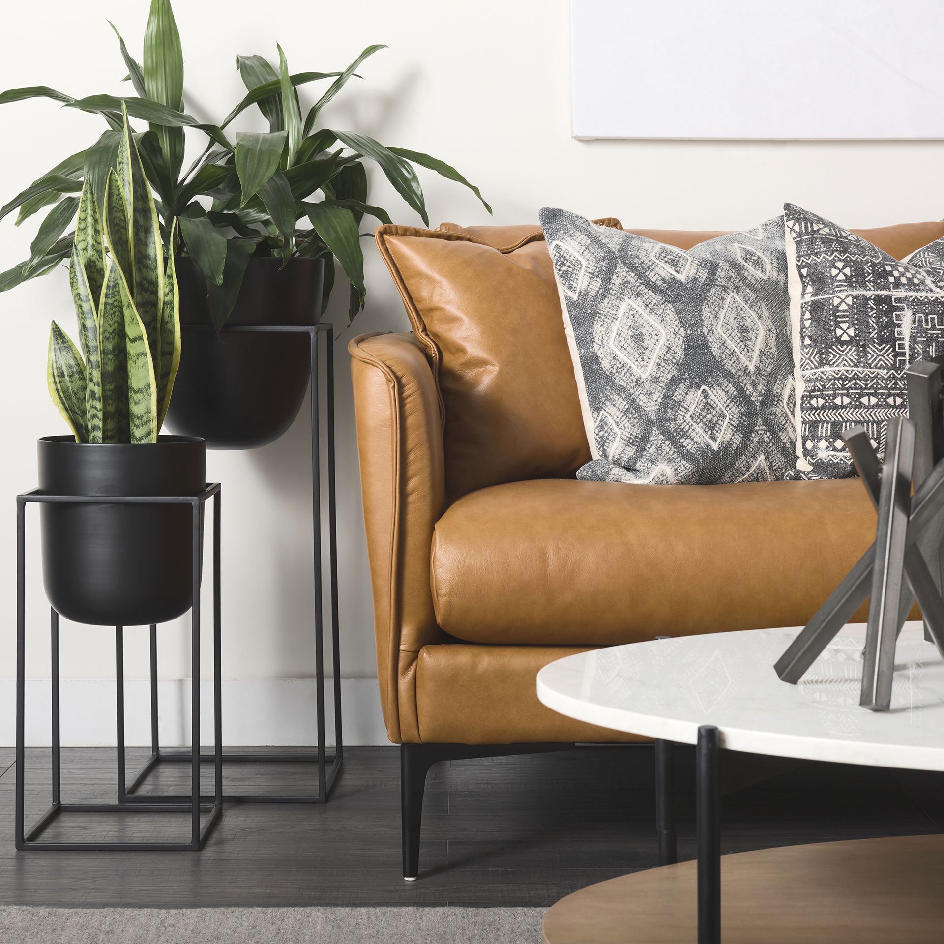 Lake Como  Tan Leather Three Seater Sofa, Sofas & Sectional by Mercana, 85.83" length x 36.61" width x 32.28" height View 3