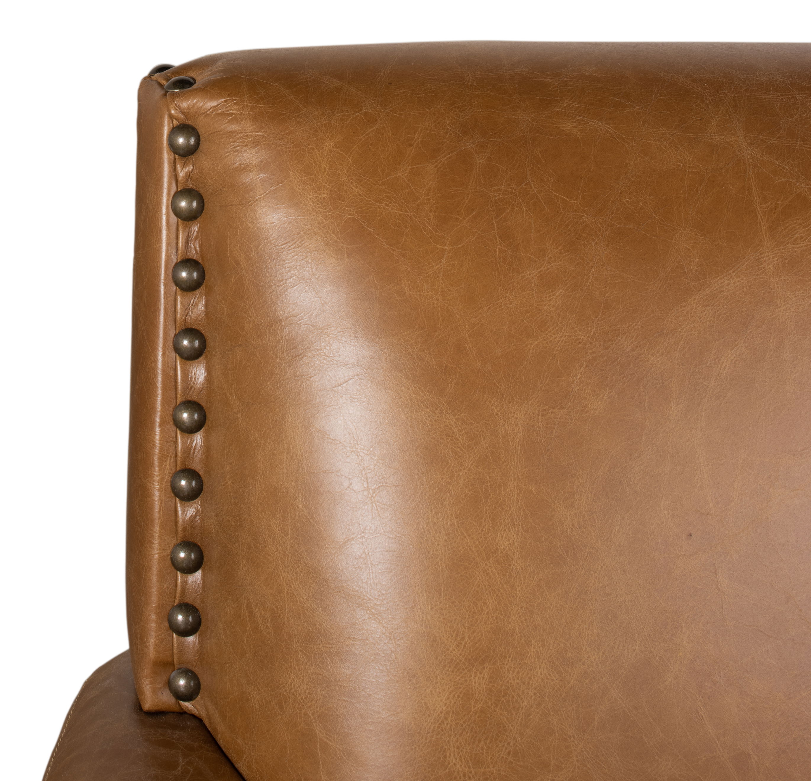 Coolidge Leather Swivel Chair, Cuba Brn, Seating by Sarreid, 30" length x 28" width x 31" height View 4