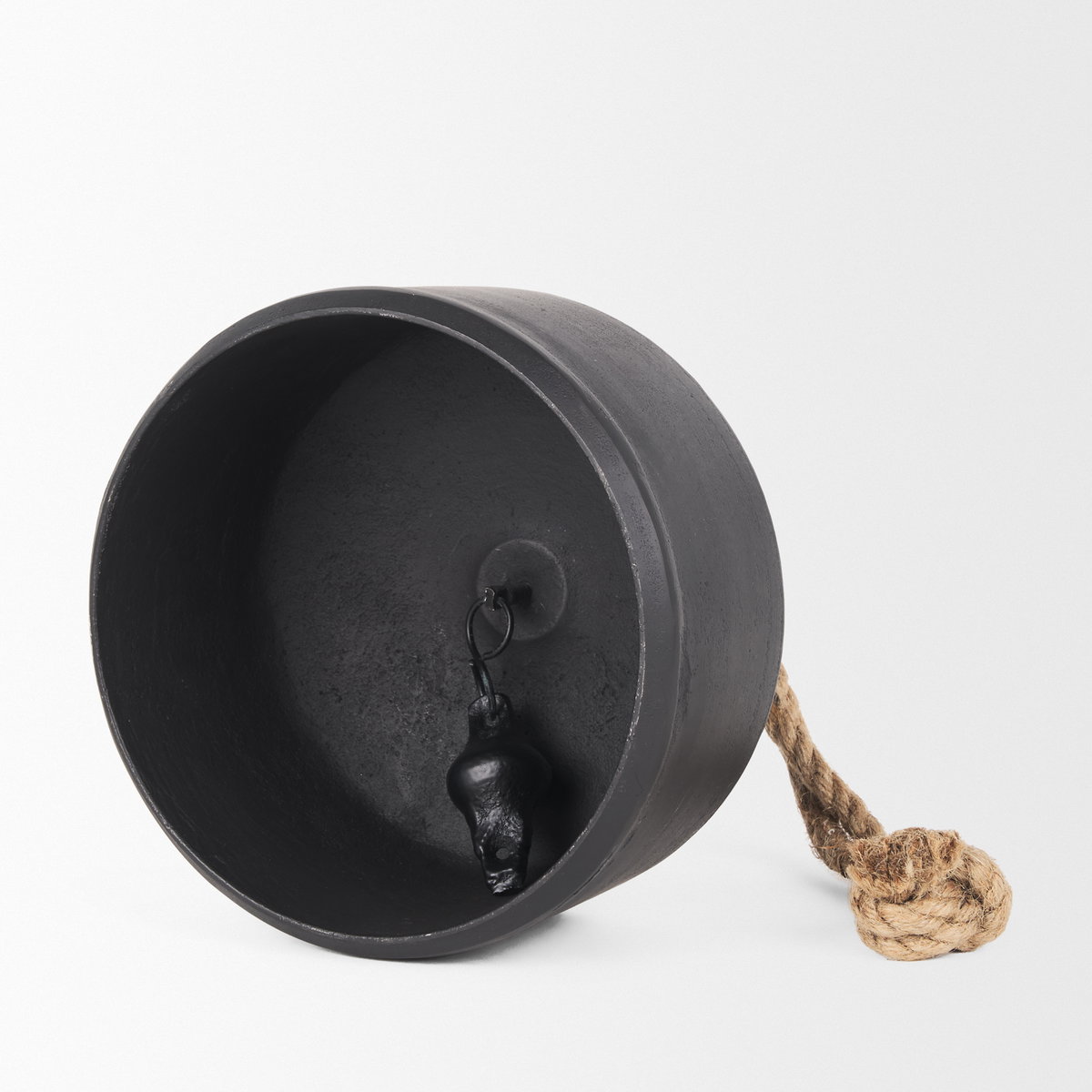 Quincy Large Matte Black Metal Decorative Bell Object, Decorative Object by Mercana, 7" length x 7" width x 7.75" height View 7