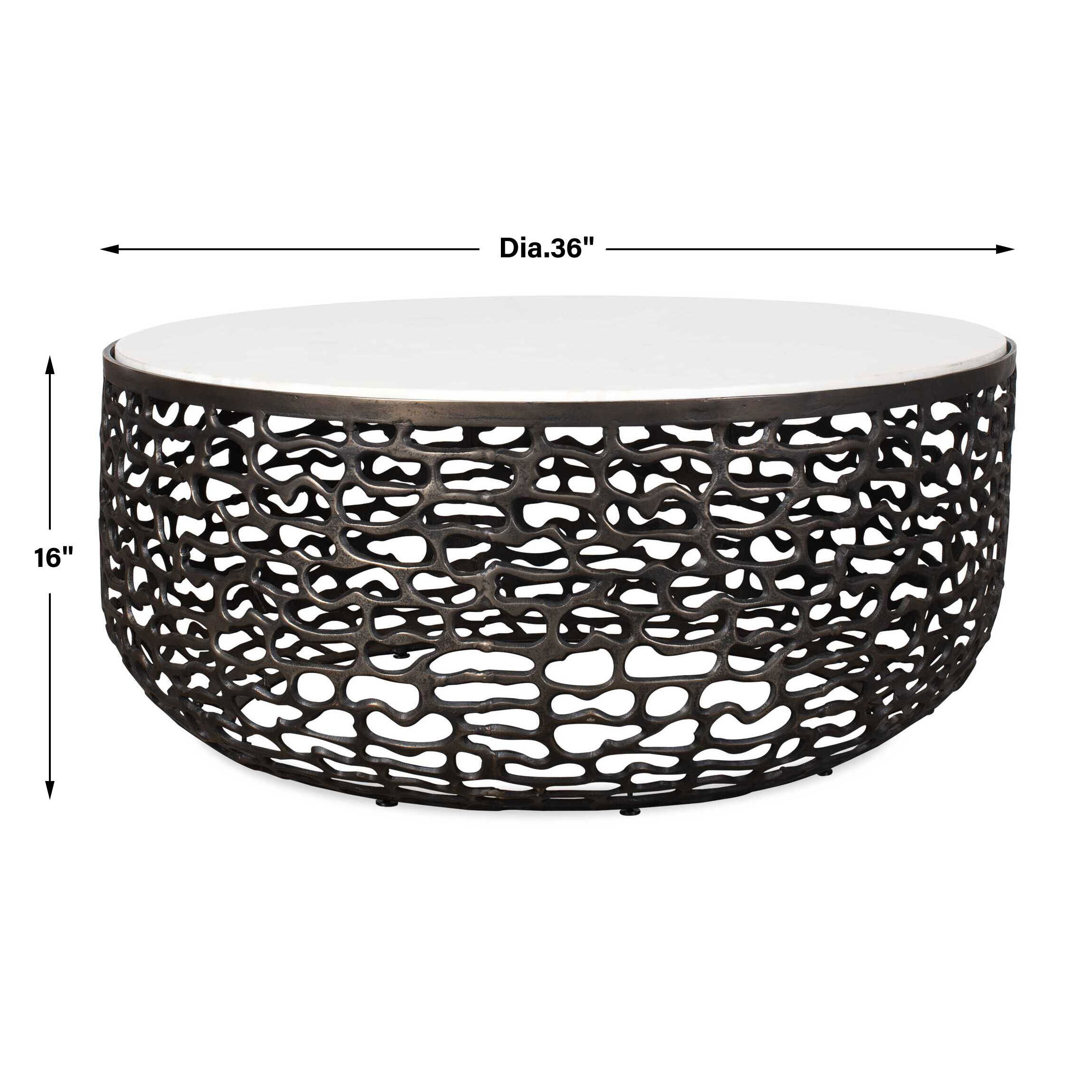 Sabena White Marble Outdoor Coffee Table large image 