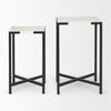 Lucas III (Set of 2) 15L x 15W; 12L x 12W White Marble with Black Iron Frame Accent Tables, Side & End Table by Mercana, 15" length x 15" width x 24" height thumbnail 5