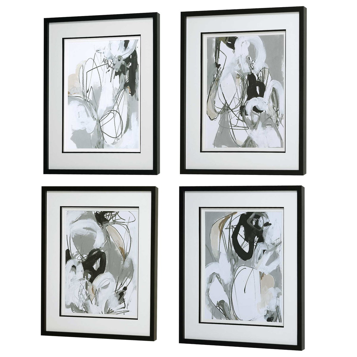 Tangled Threads Abstract Framed Prints Set/4, Art by Uttermost, 24.37" width x 28.37" height x 1.62" depth View 5