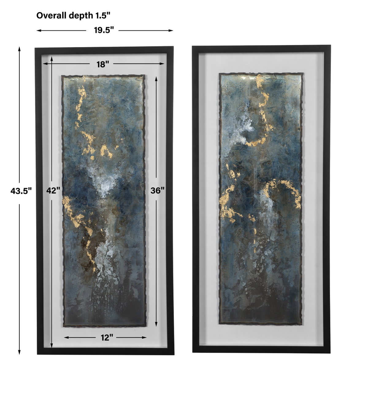 Glimmering Agate Abstract Prints Set/2, Art by Uttermost, 19.5" width x 43.5" height x 1.5" depth View 3