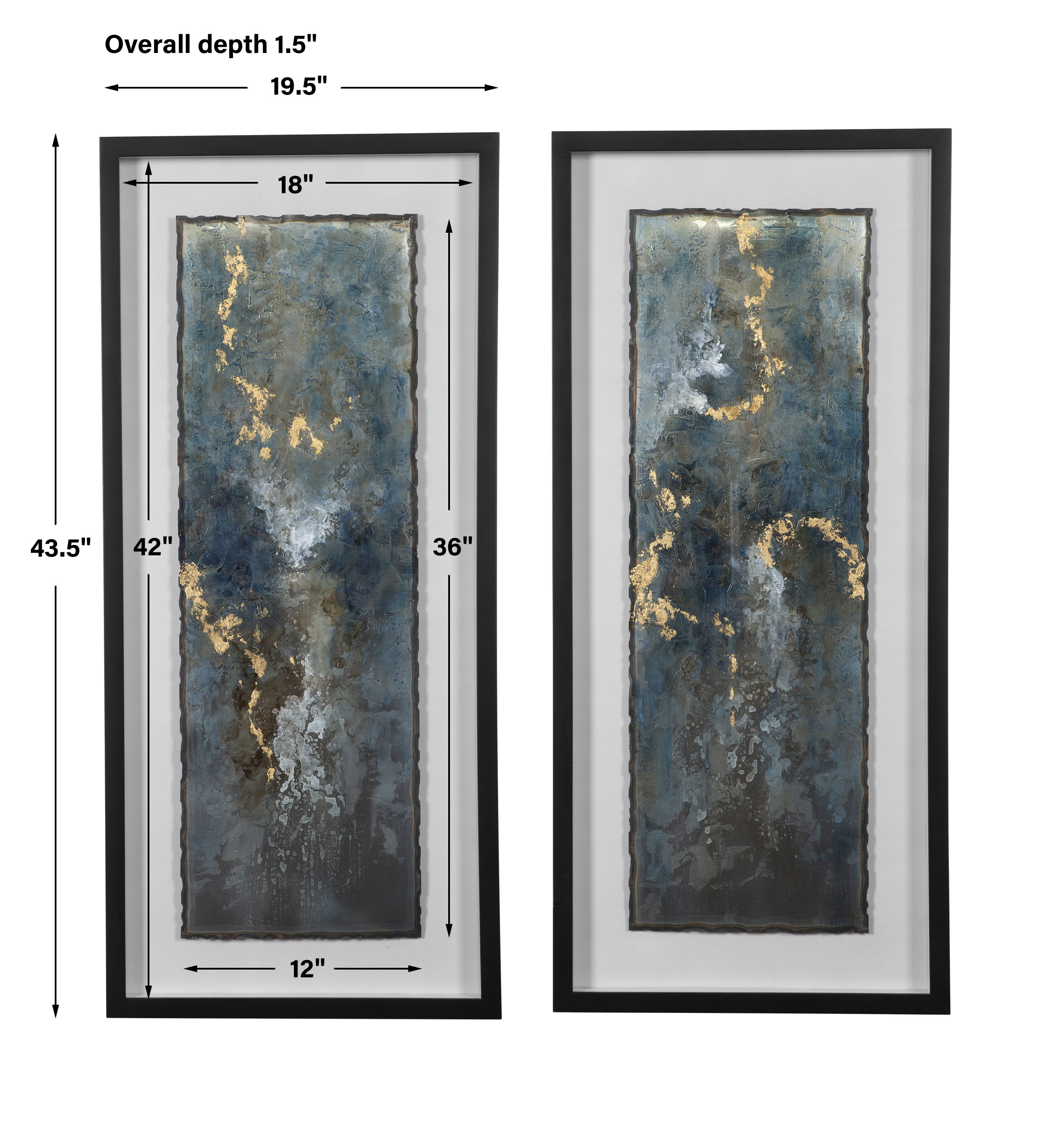 Glimmering Agate Abstract Prints Set/2, Painting by Uttermost, 19.5" width x 43.5" height x 1.5" depth View 3